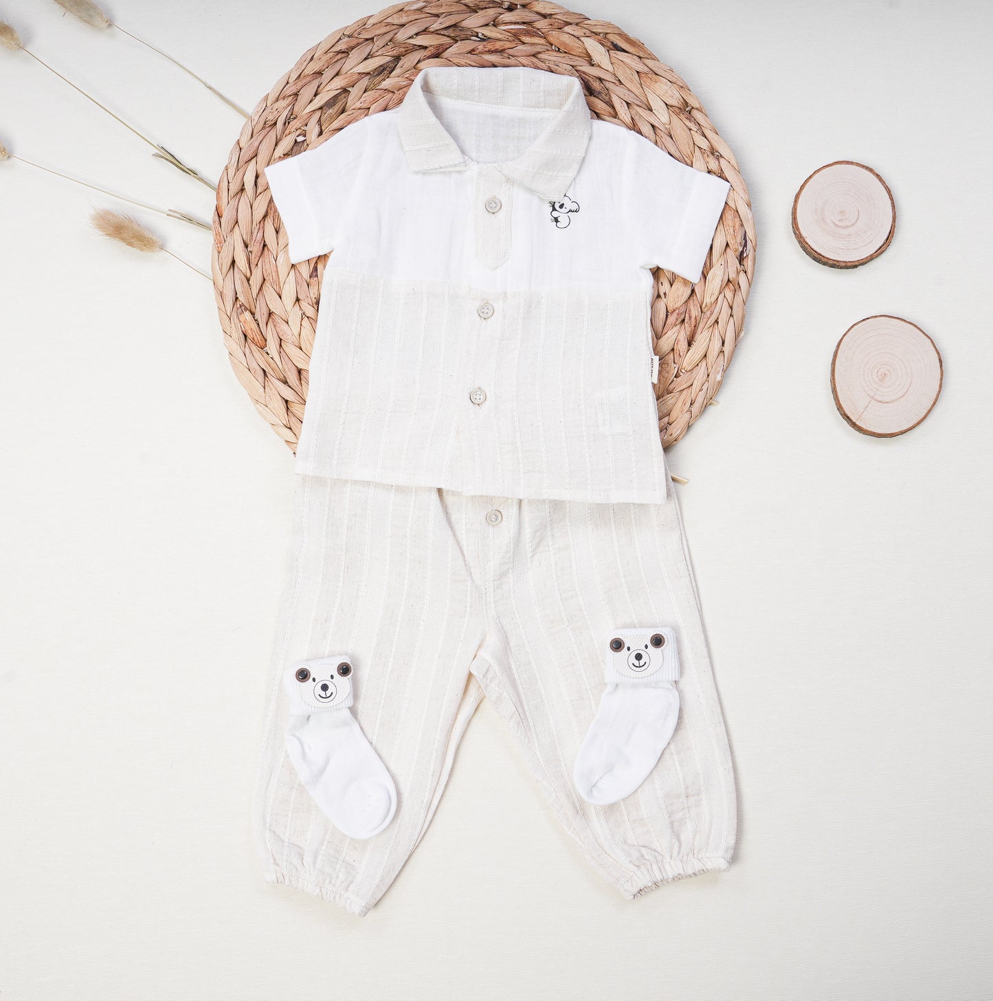 Boys Linen Short Sleeve Shirt & Pants Set