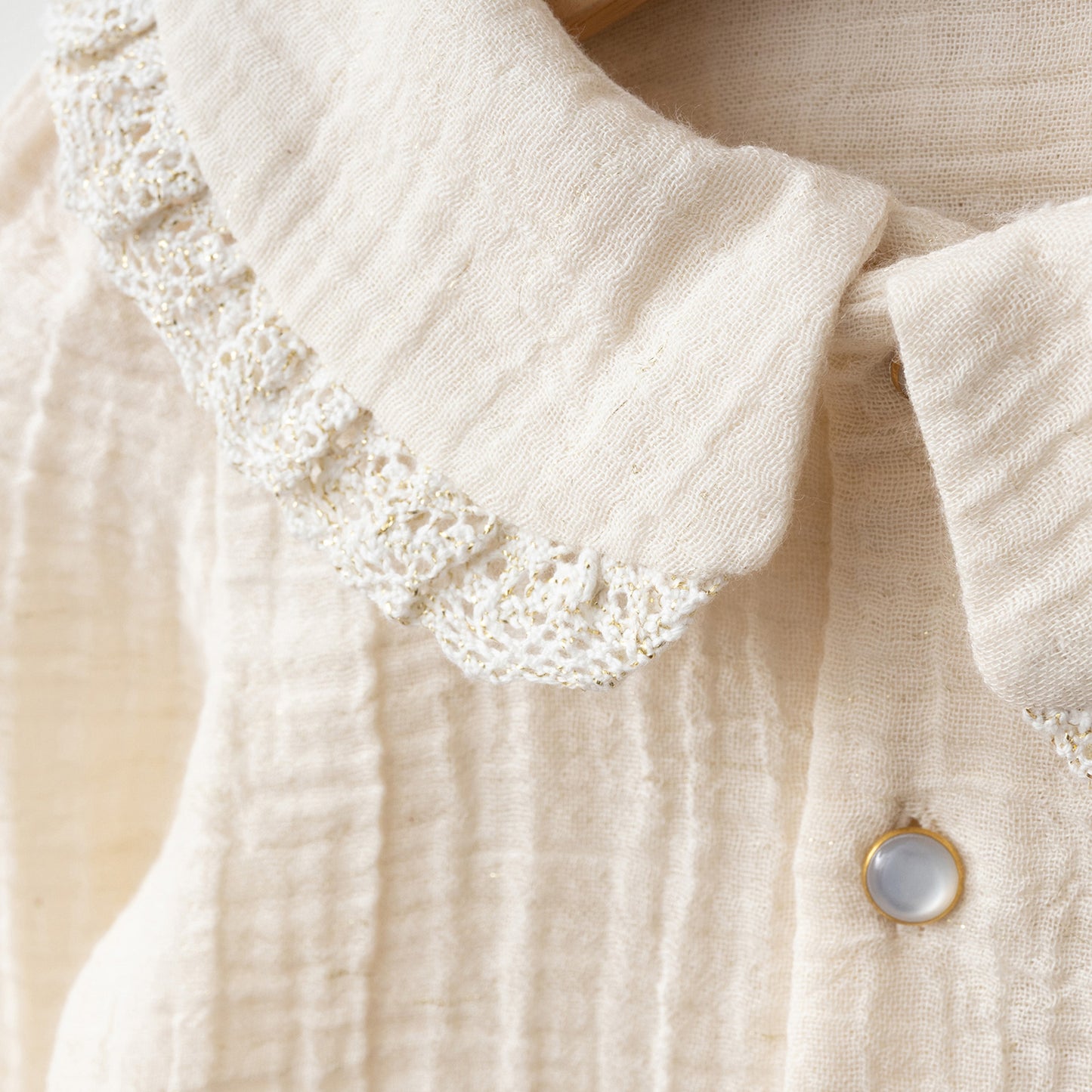 Cream Muslin Baby Girl Set