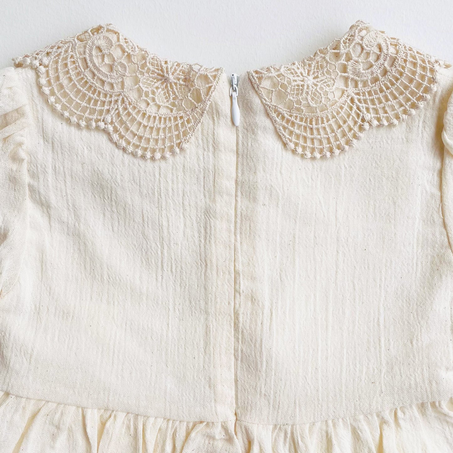 Cotton Dress for Girls with Lace Detail and Long Sleeve