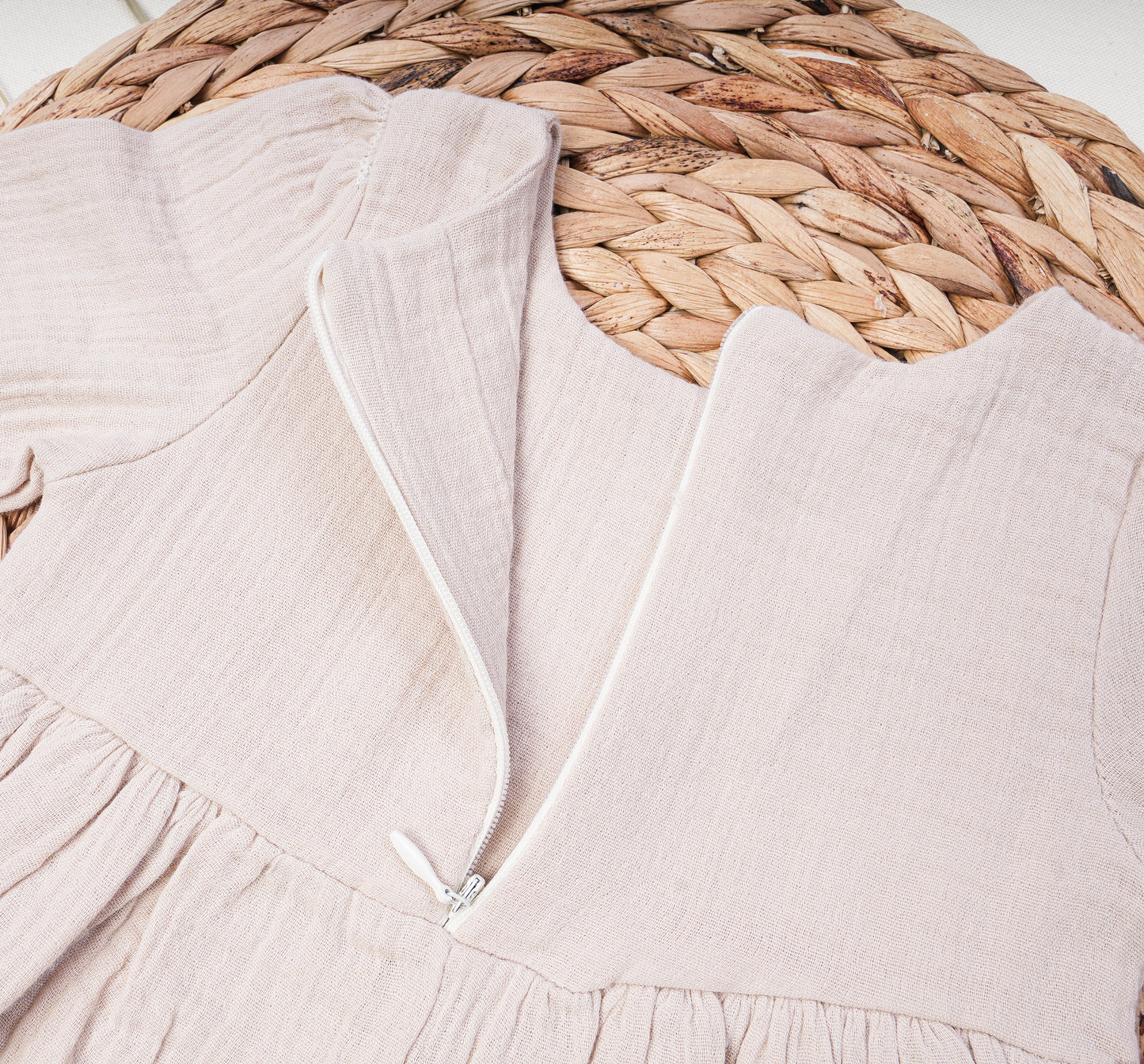 Baby Girl Muslin Dress and Cardigan Set Beige