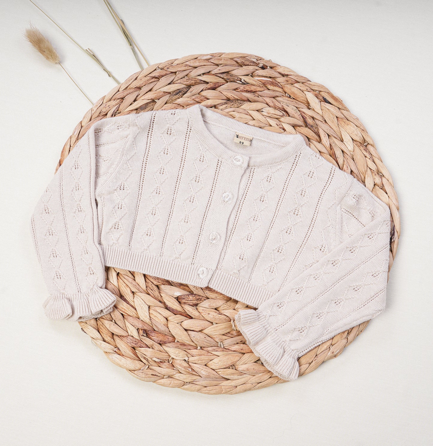 Baby Girl Muslin Dress and Cardigan Set Beige