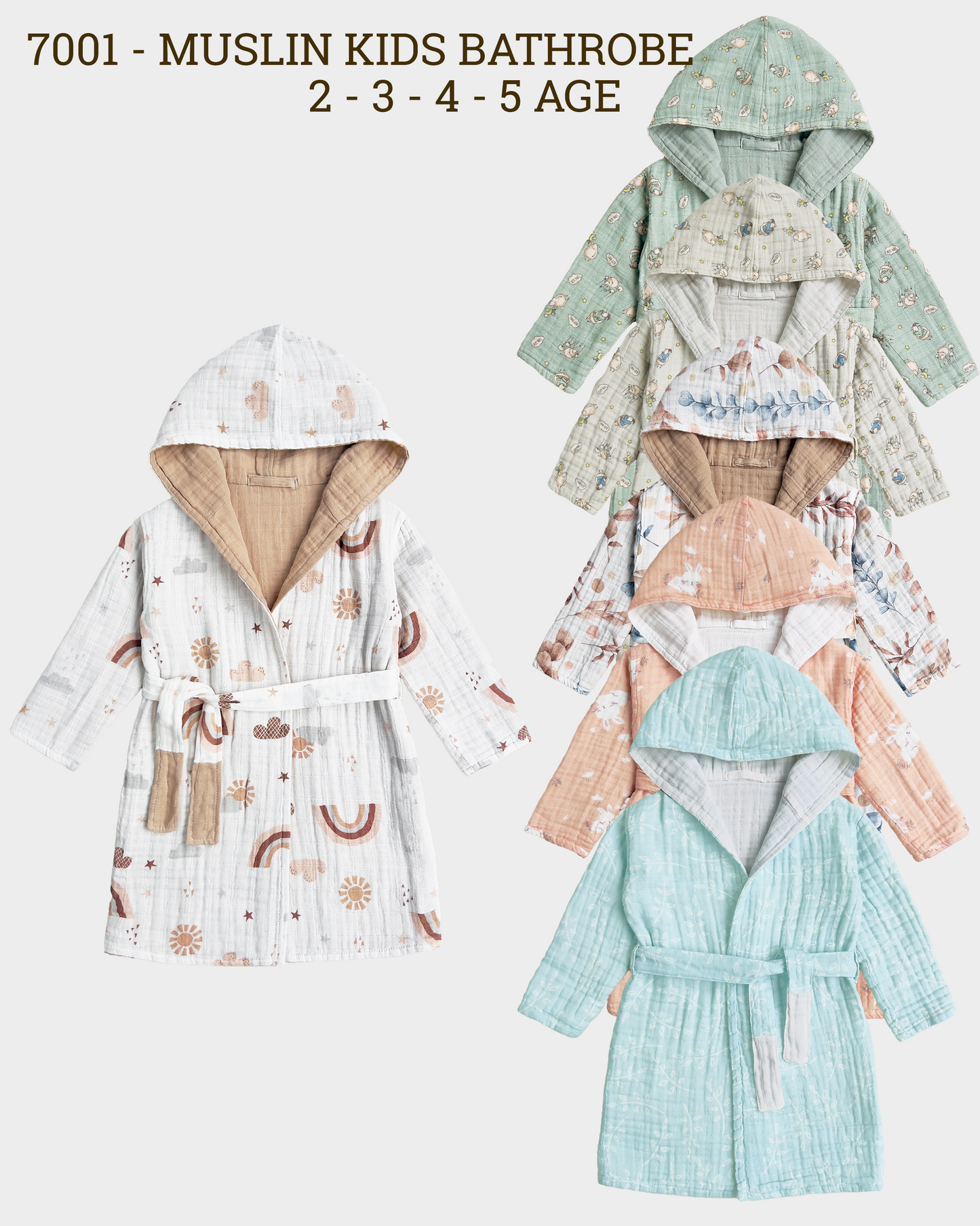 Organic Muslin Cotton Bathrobe - Reversible