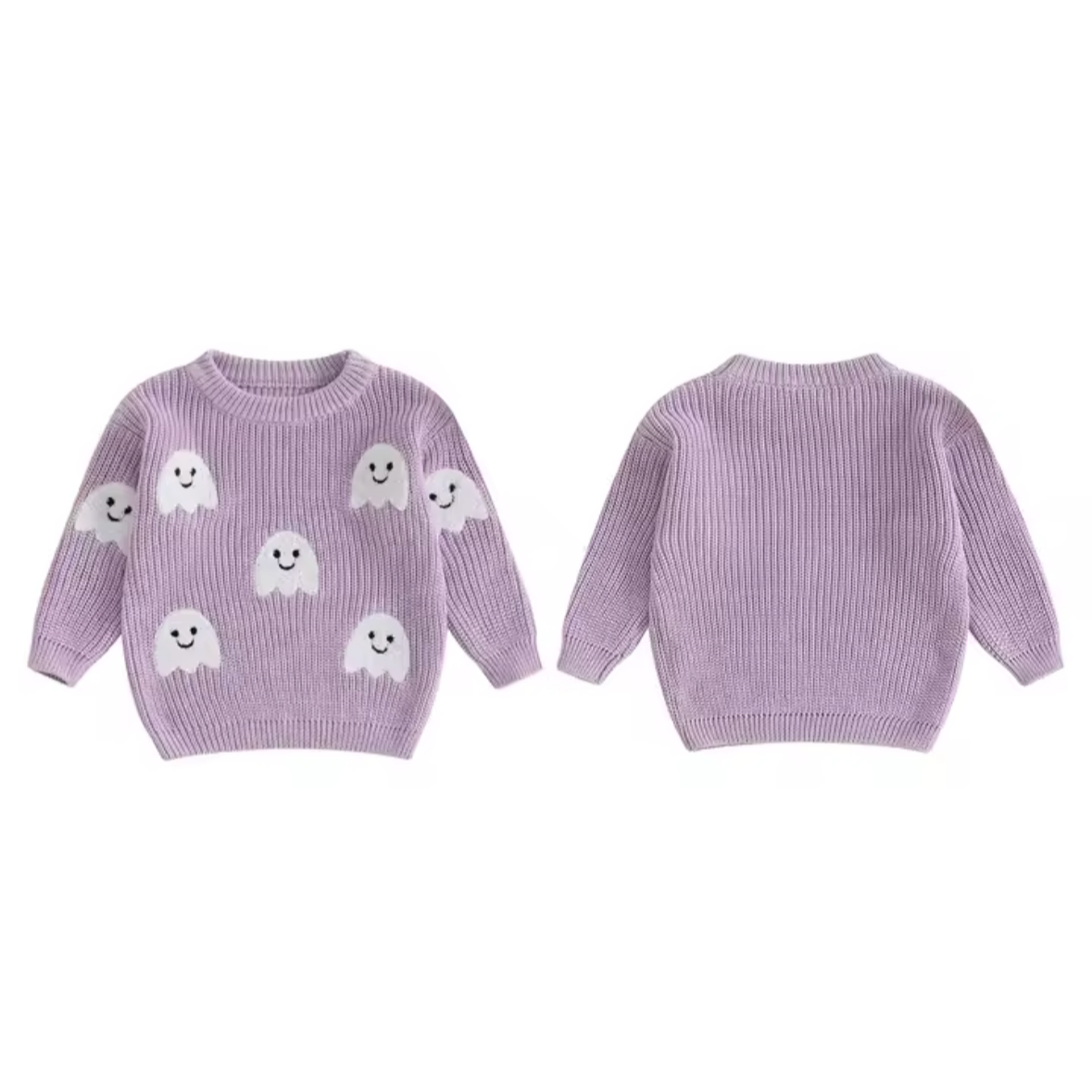 Kids Halloween Ghost Purple Sweater