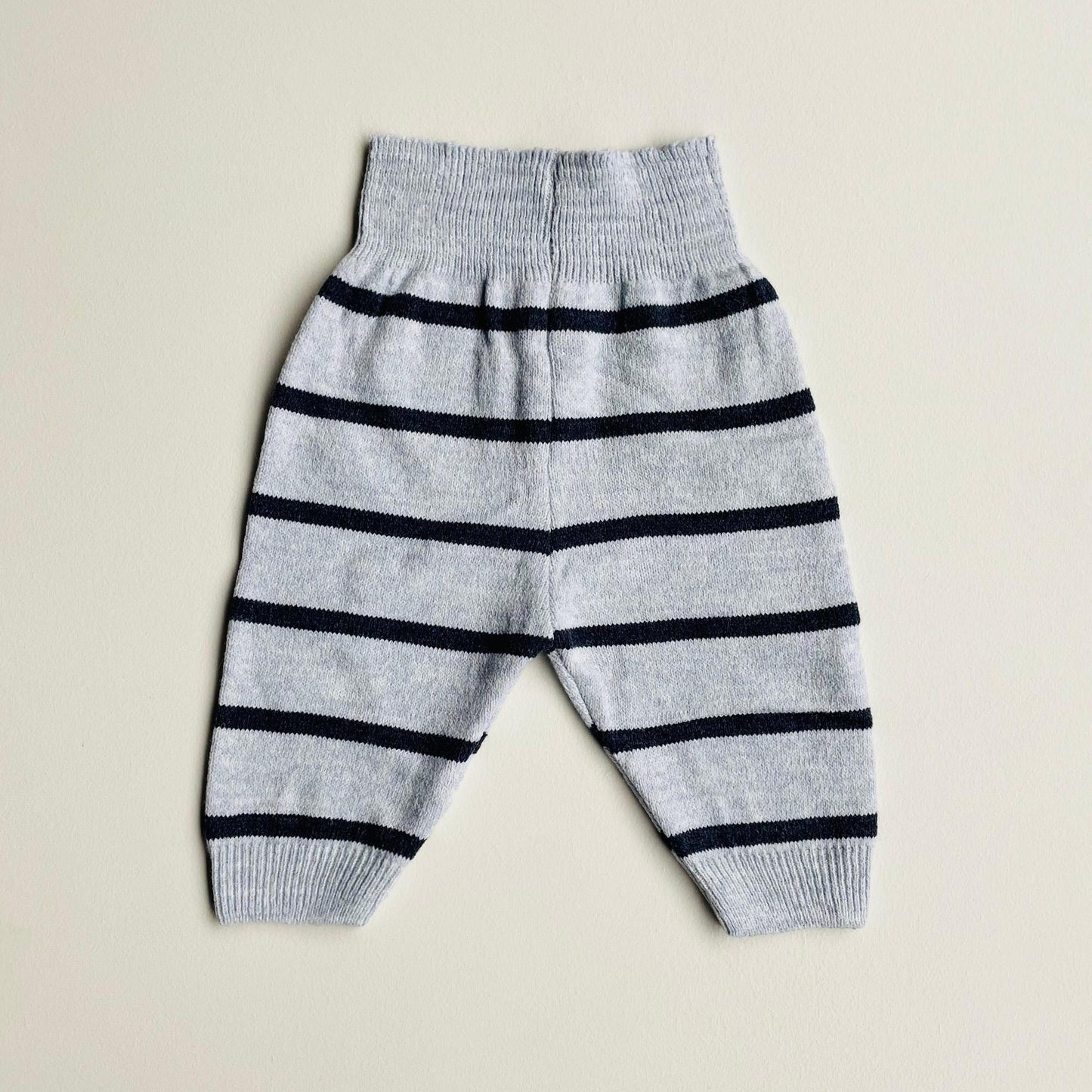 Cotton Baby Knit Set: Striped Sweater & Joggers Blue