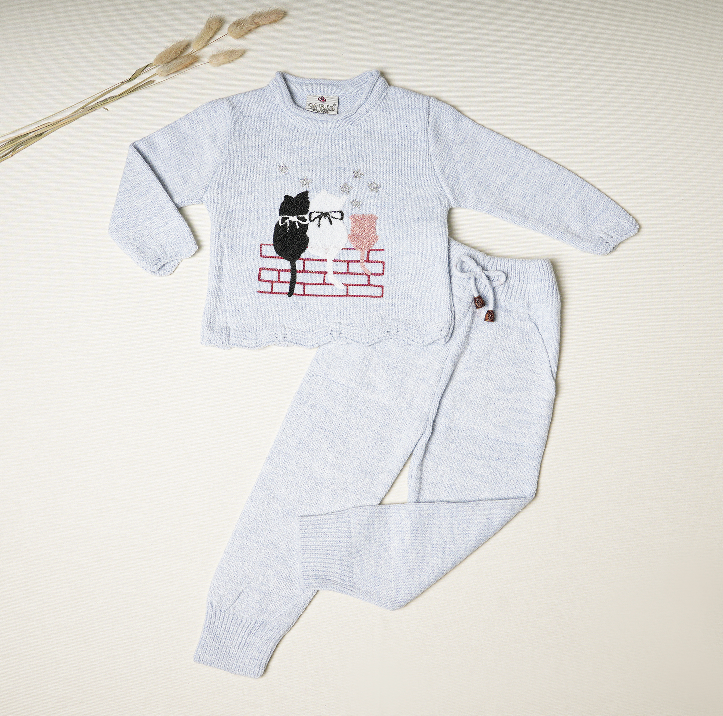 2 Piece Knit Set with Kittens for Toddlers