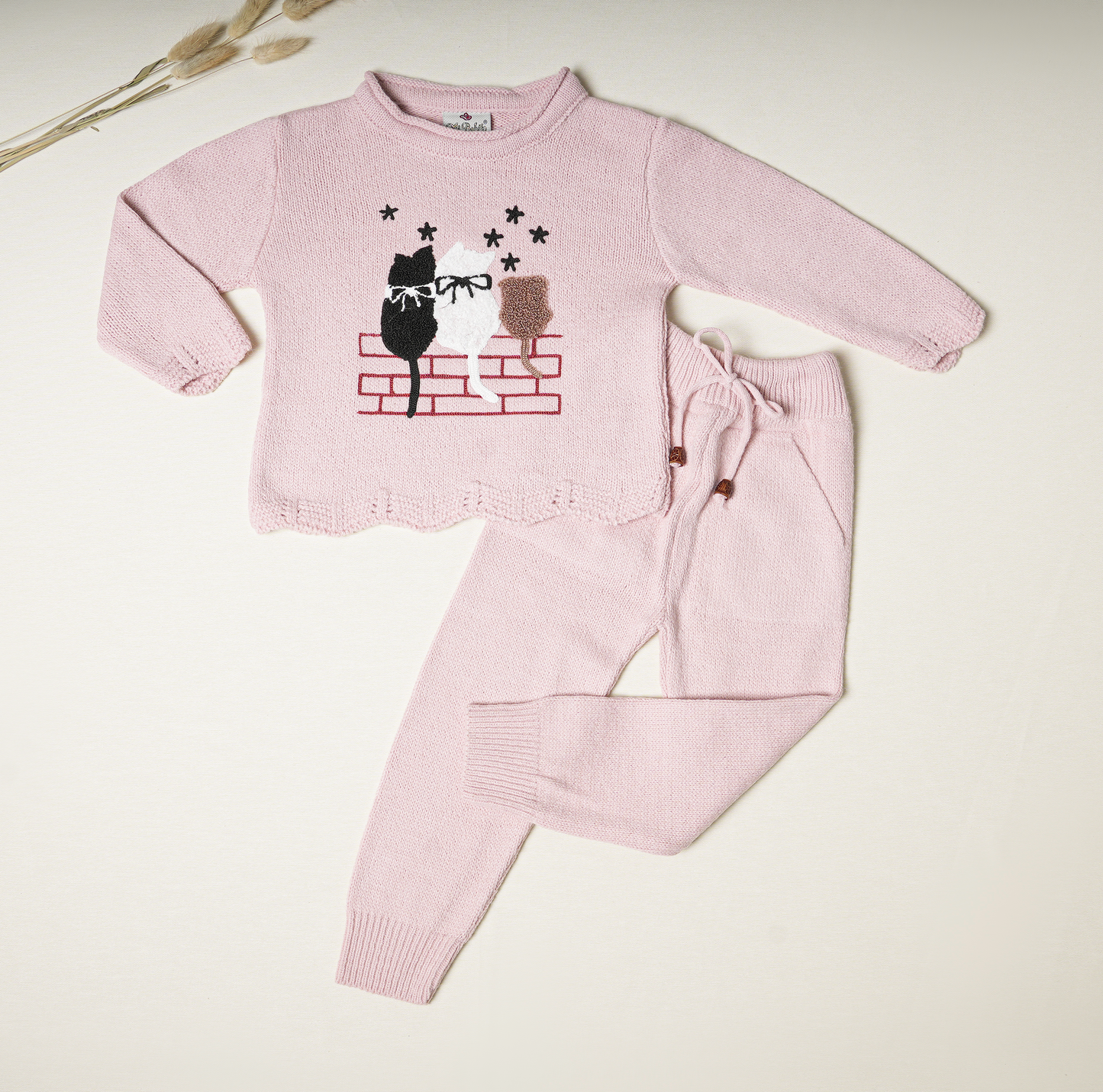 2 Piece Knit Set with Kittens for Toddlers