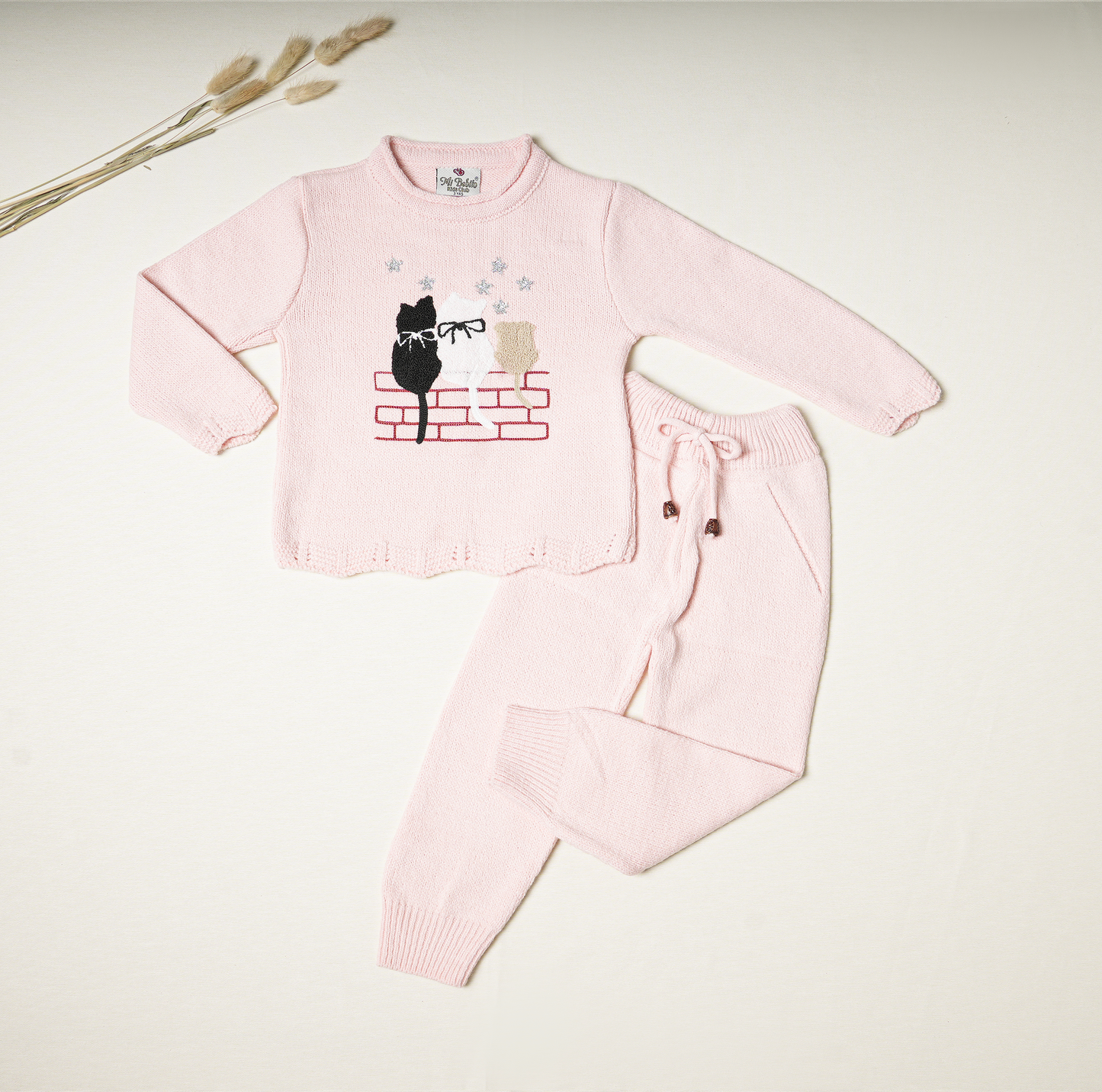 2 Piece Knit Set with Kittens for Toddlers