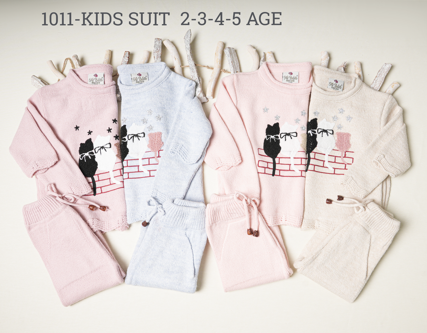 2 Piece Knit Set with Kittens for Toddlers