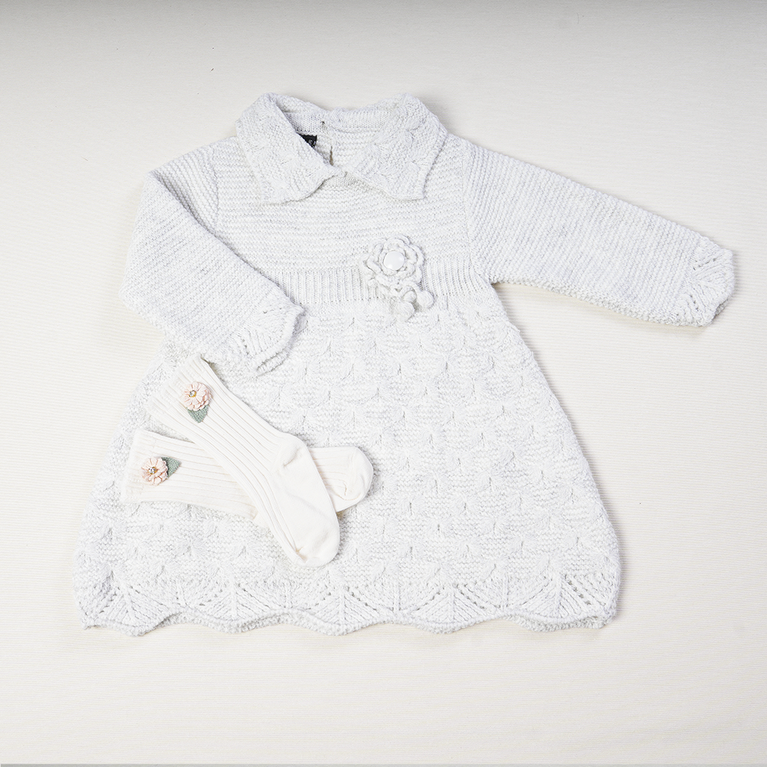 Baby Girl Knit Dress Camelia Flower