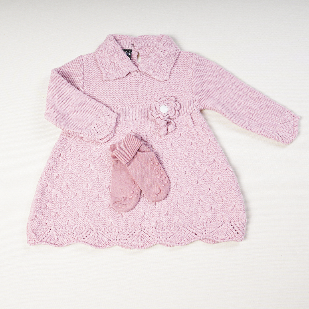 Baby Girl Knit Dress Camelia Flower