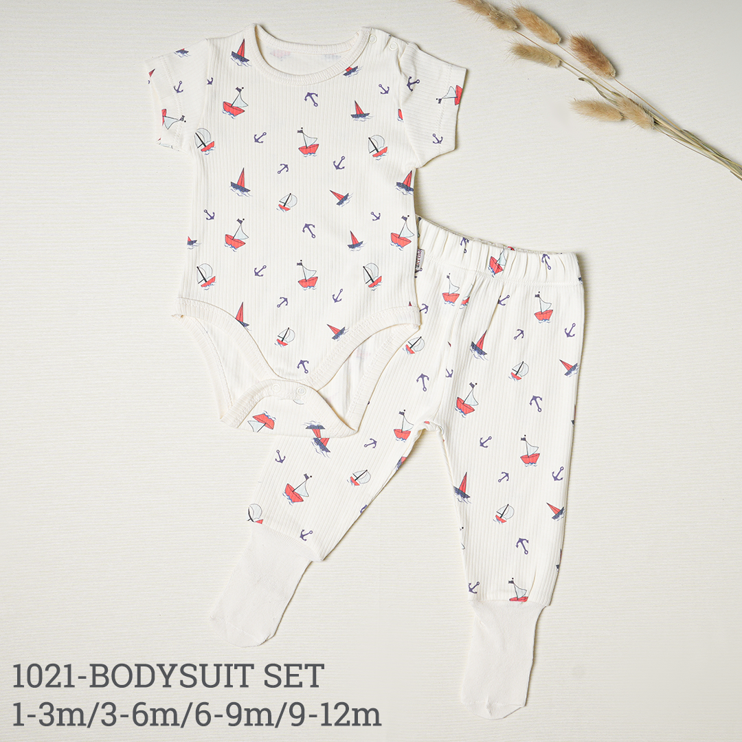 100% Cotton Nautical Baby Bodysuit & Pants Set