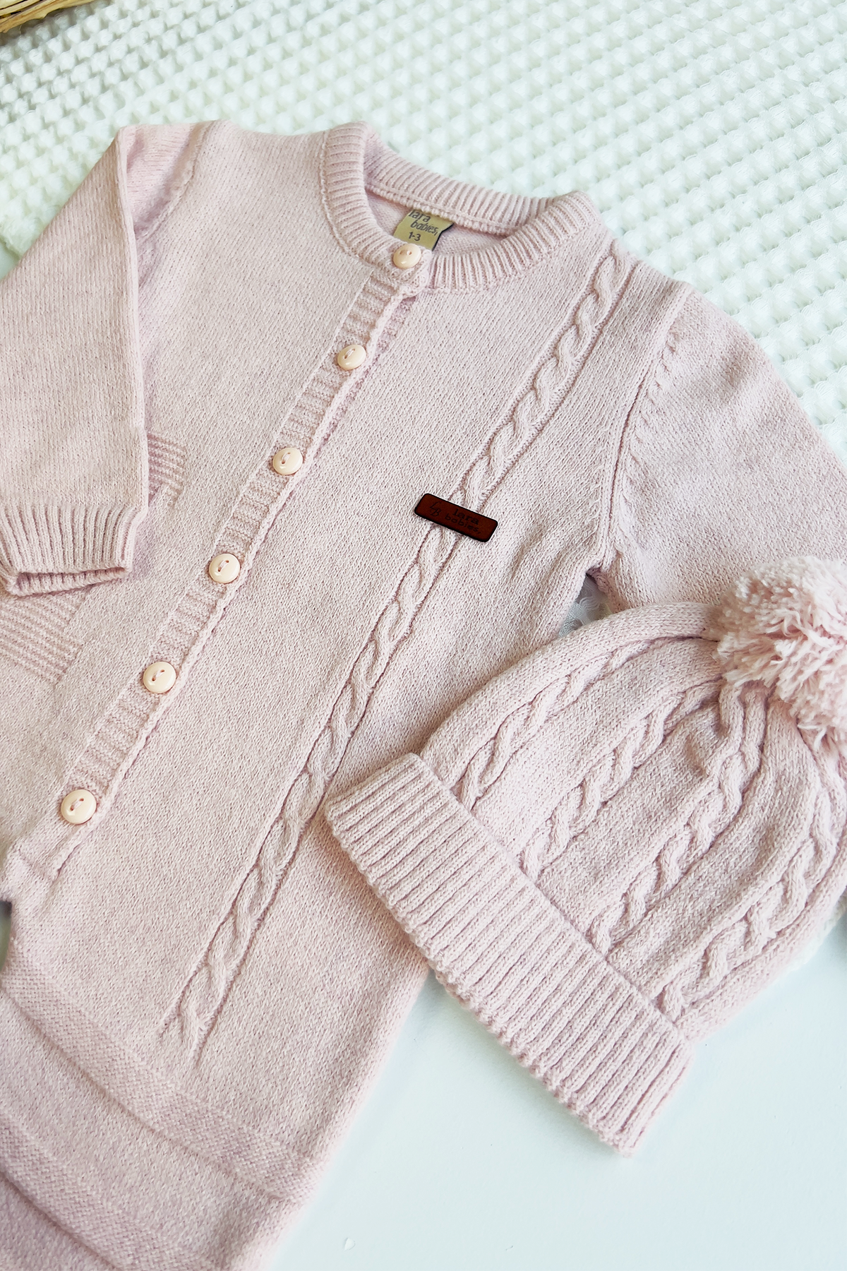 Baby Soft Knit Button Down Jumpsuit & Beanie