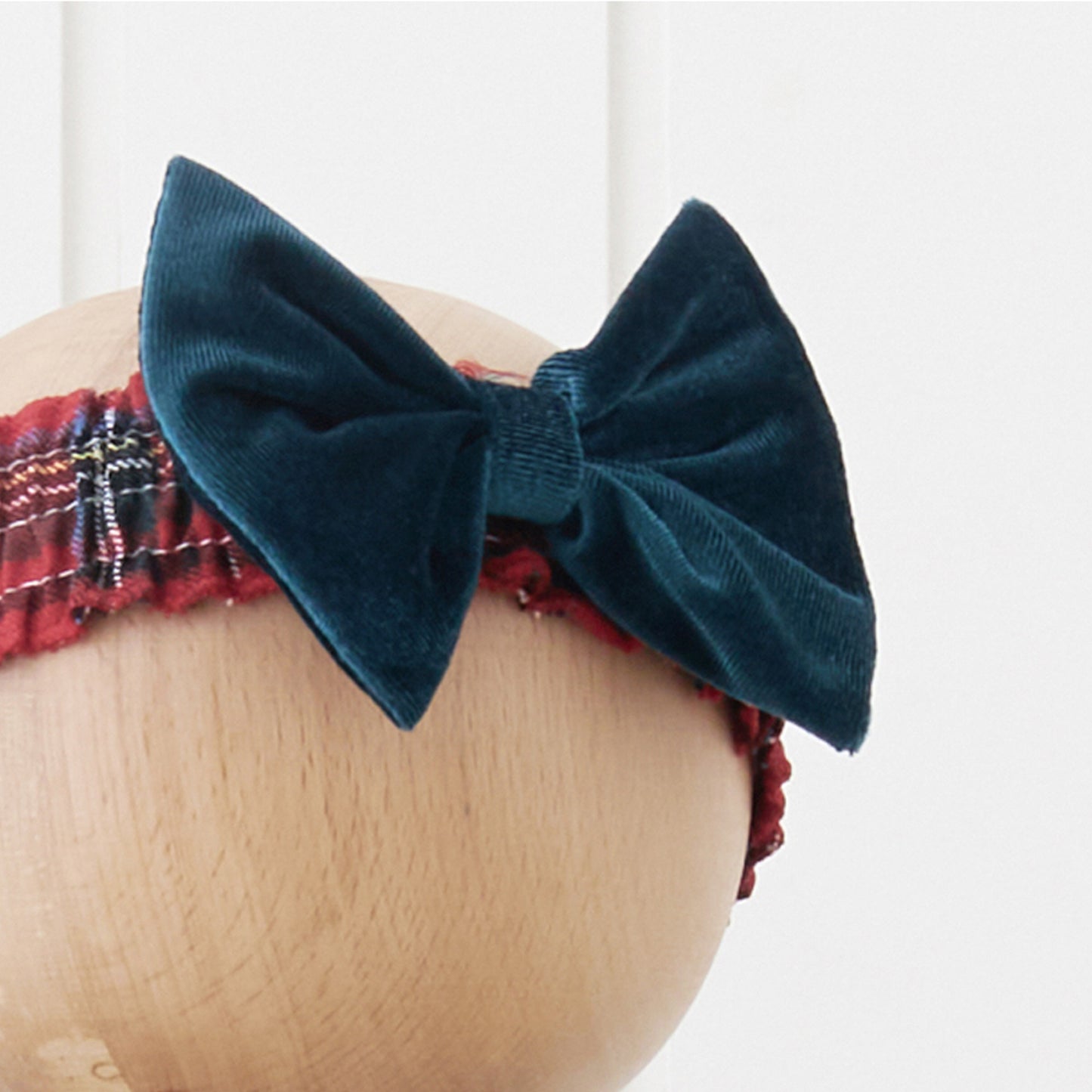 Pleated Holiday dress with Velvet Bow