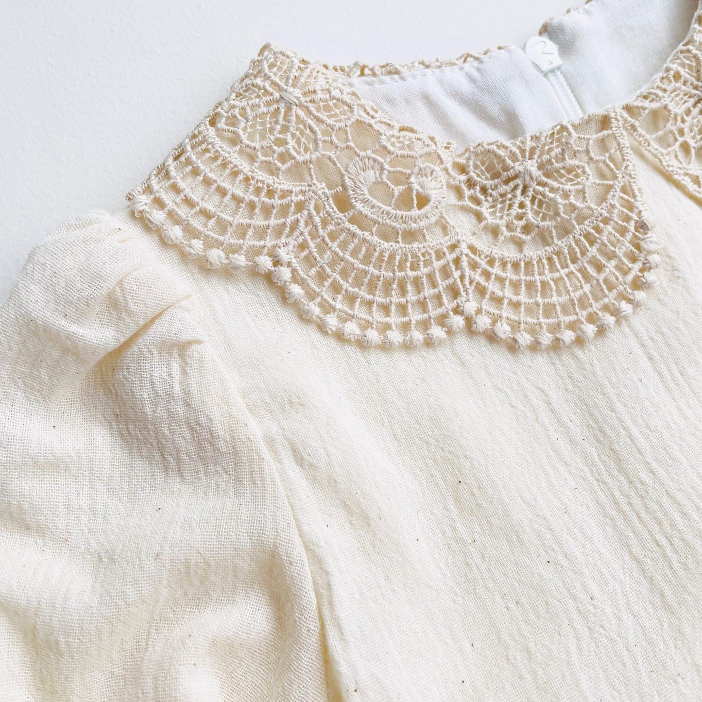 Cotton Dress for Girls with Lace Detail and Long Sleeve
