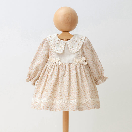 Floral Cotton Dress for Girls with Lace Detail