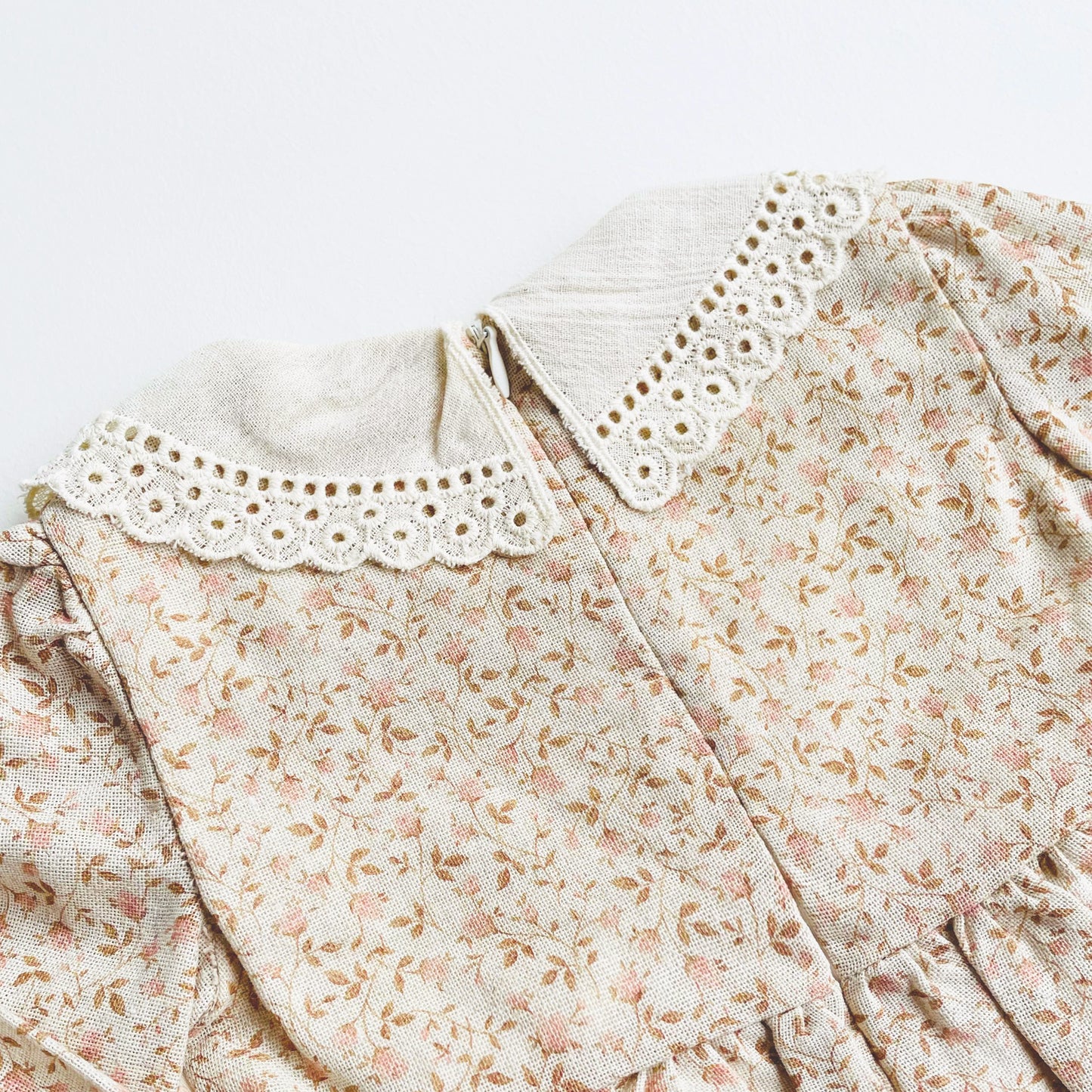 Floral Cotton Dress for Girls with Lace Detail