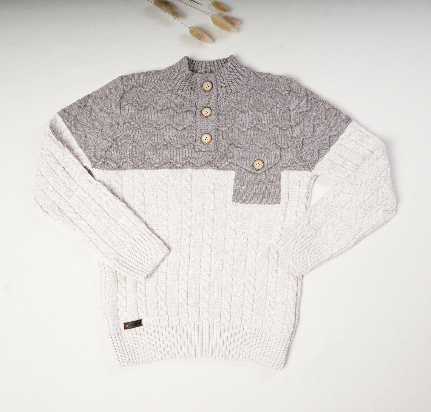 Boy's Cable Knit Buttoned Sweater