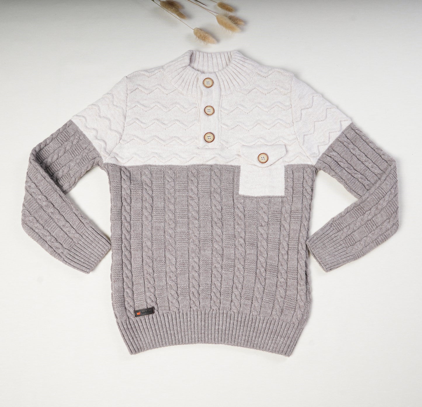 Boy's Cable Knit Buttoned Sweater