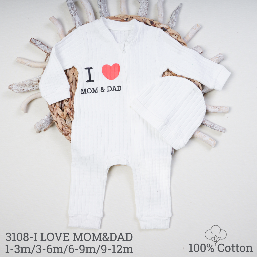 100% Cotton Baby Onesie Romper I LOVE MOM & DAD