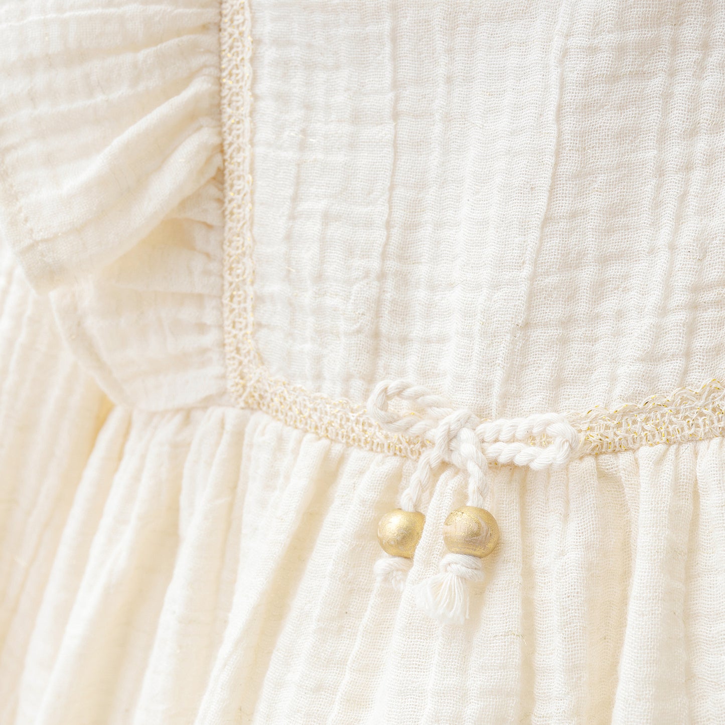 Cream Muslin Dress with long sleeve