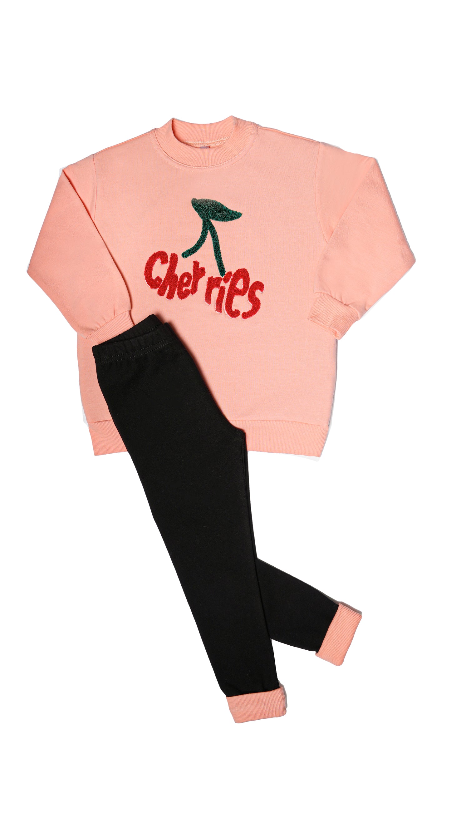 Girls Crewneck & Joggers Set "Cherry"