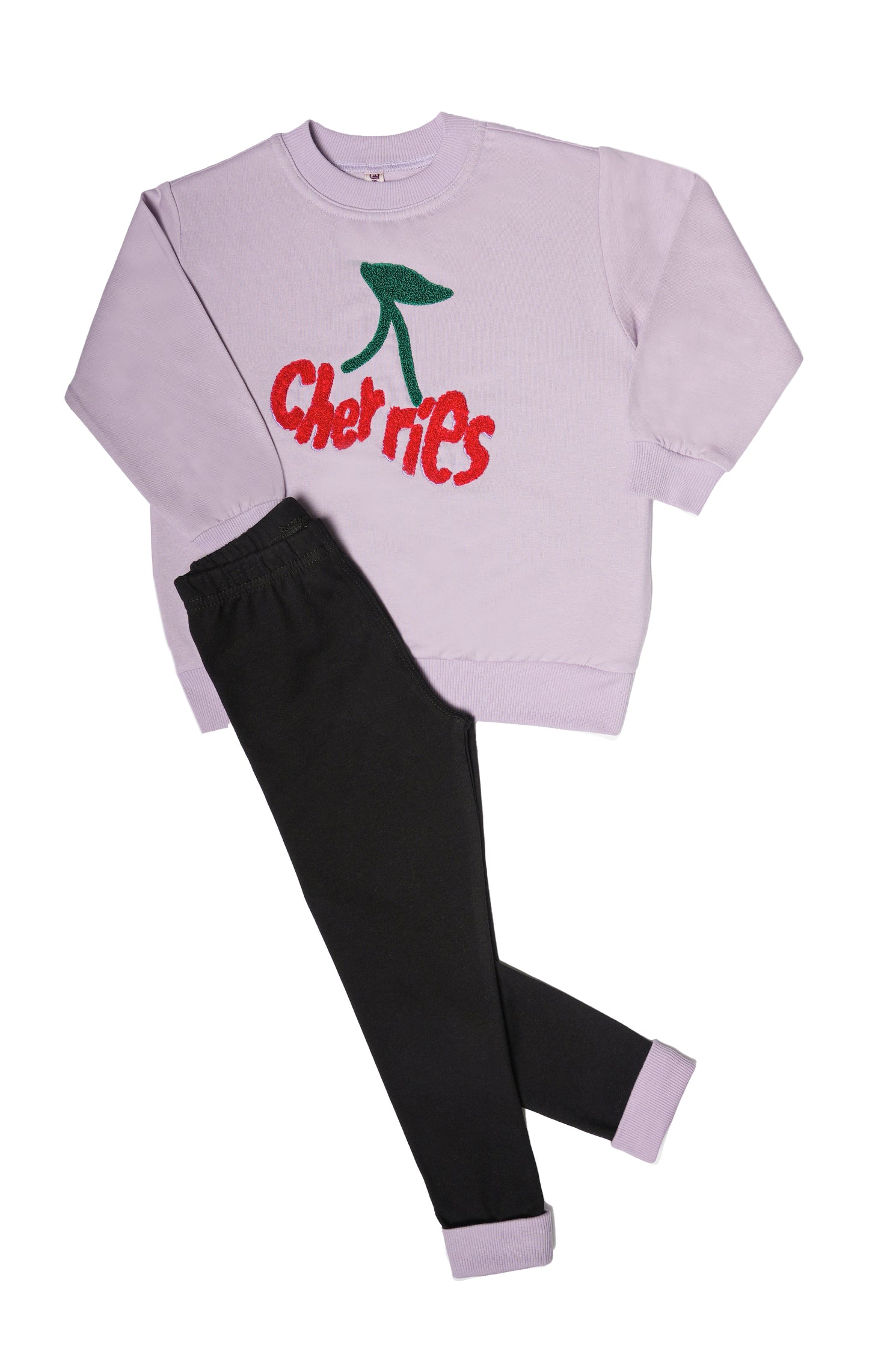 Girls Crewneck & Joggers Set "Cherry"