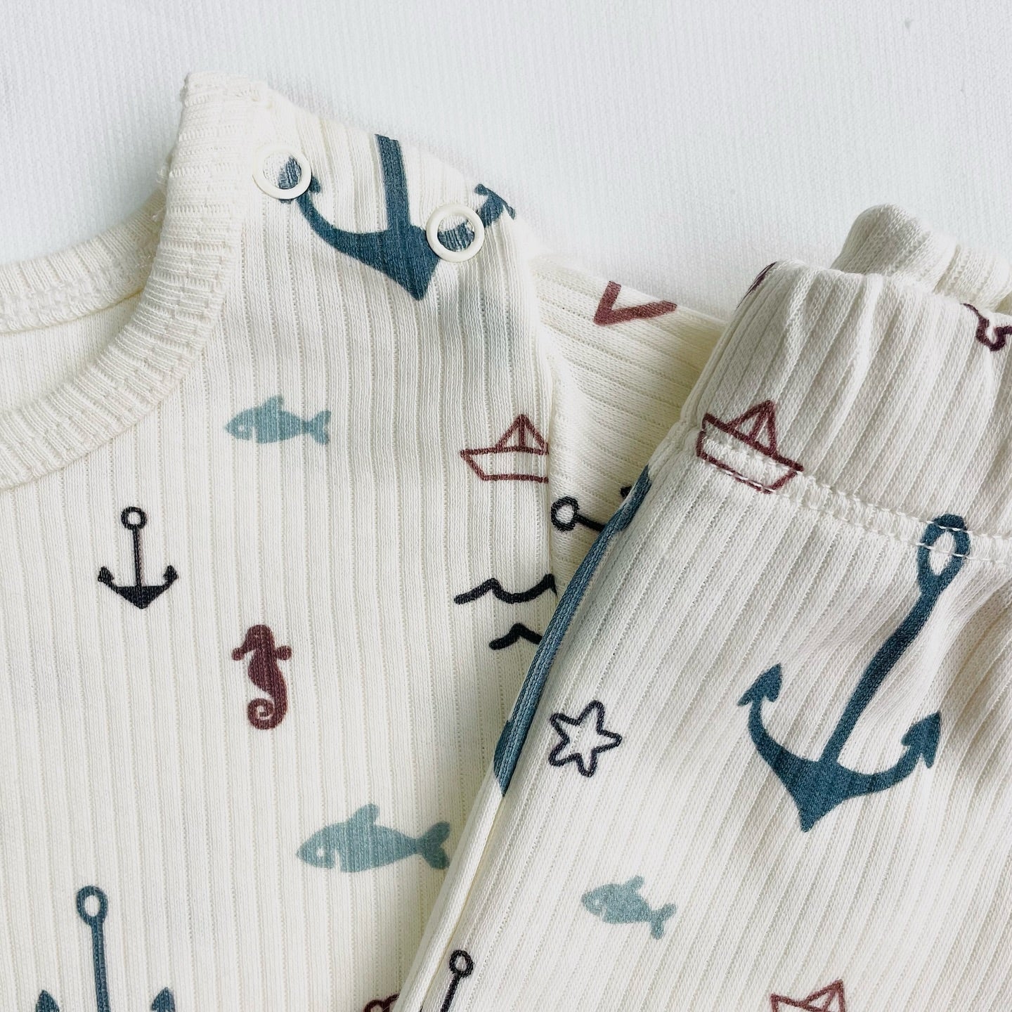 100% Cotton Whales Nautical Baby Bodysuit & Pants Set