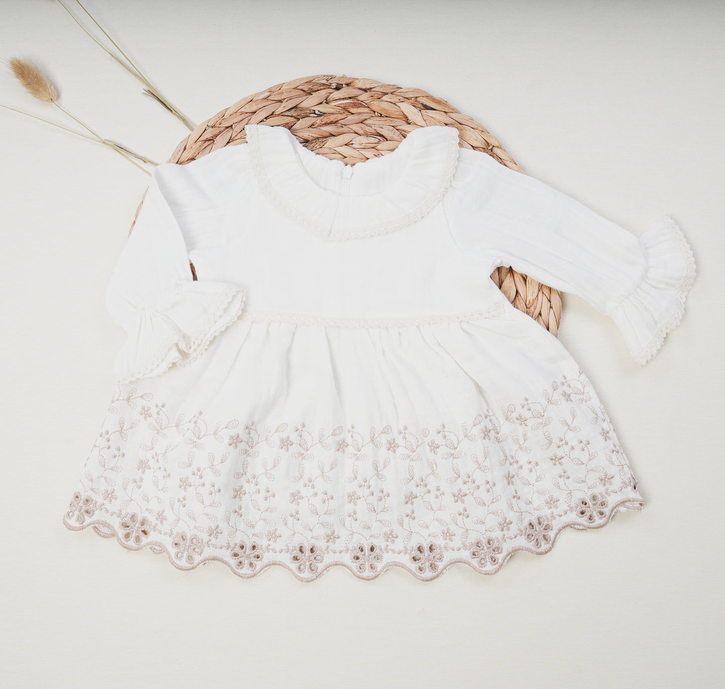 Baby Girl Muslin Dress and Cardigan Set