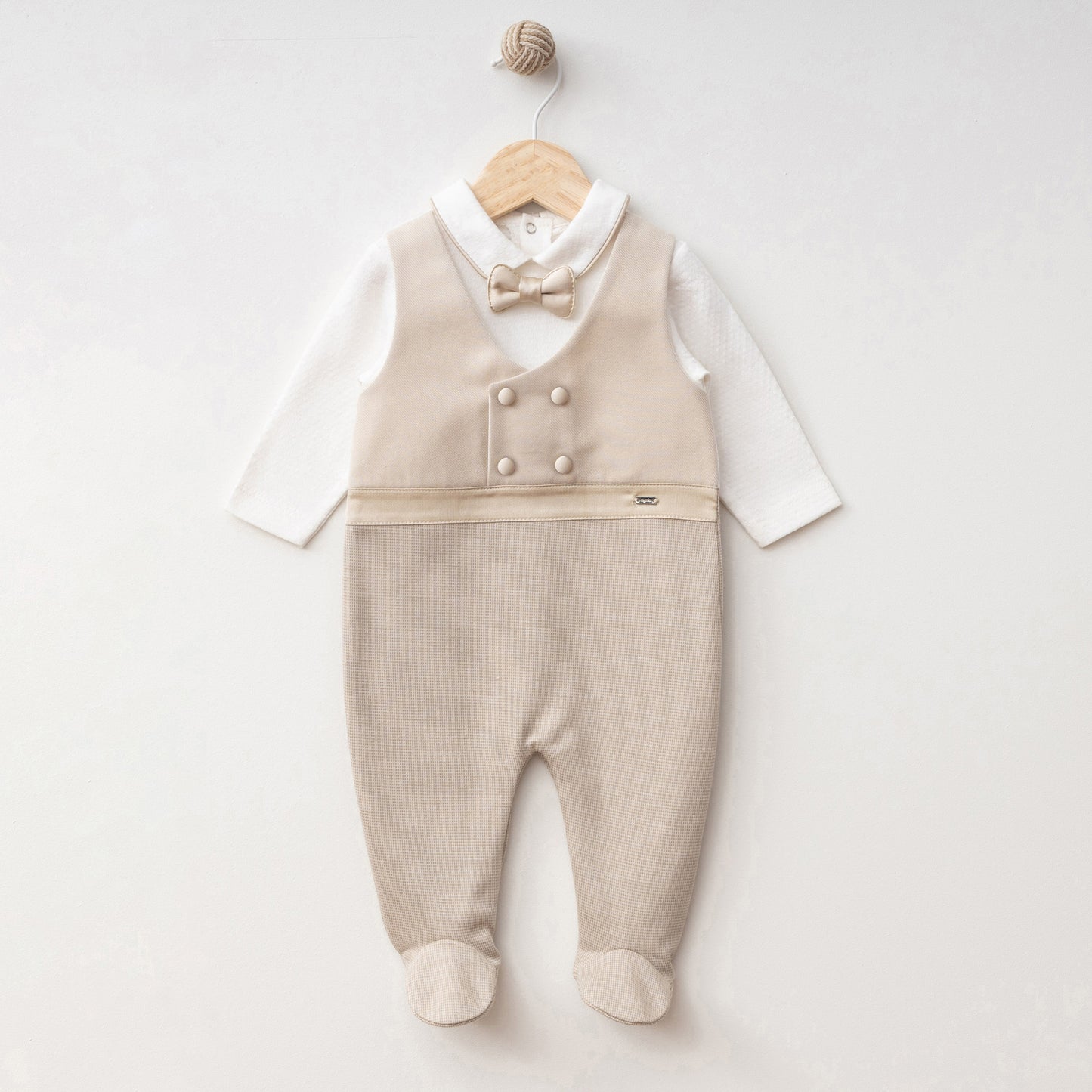Boys One piece Tuxedo Suit Cream Beige Outfit