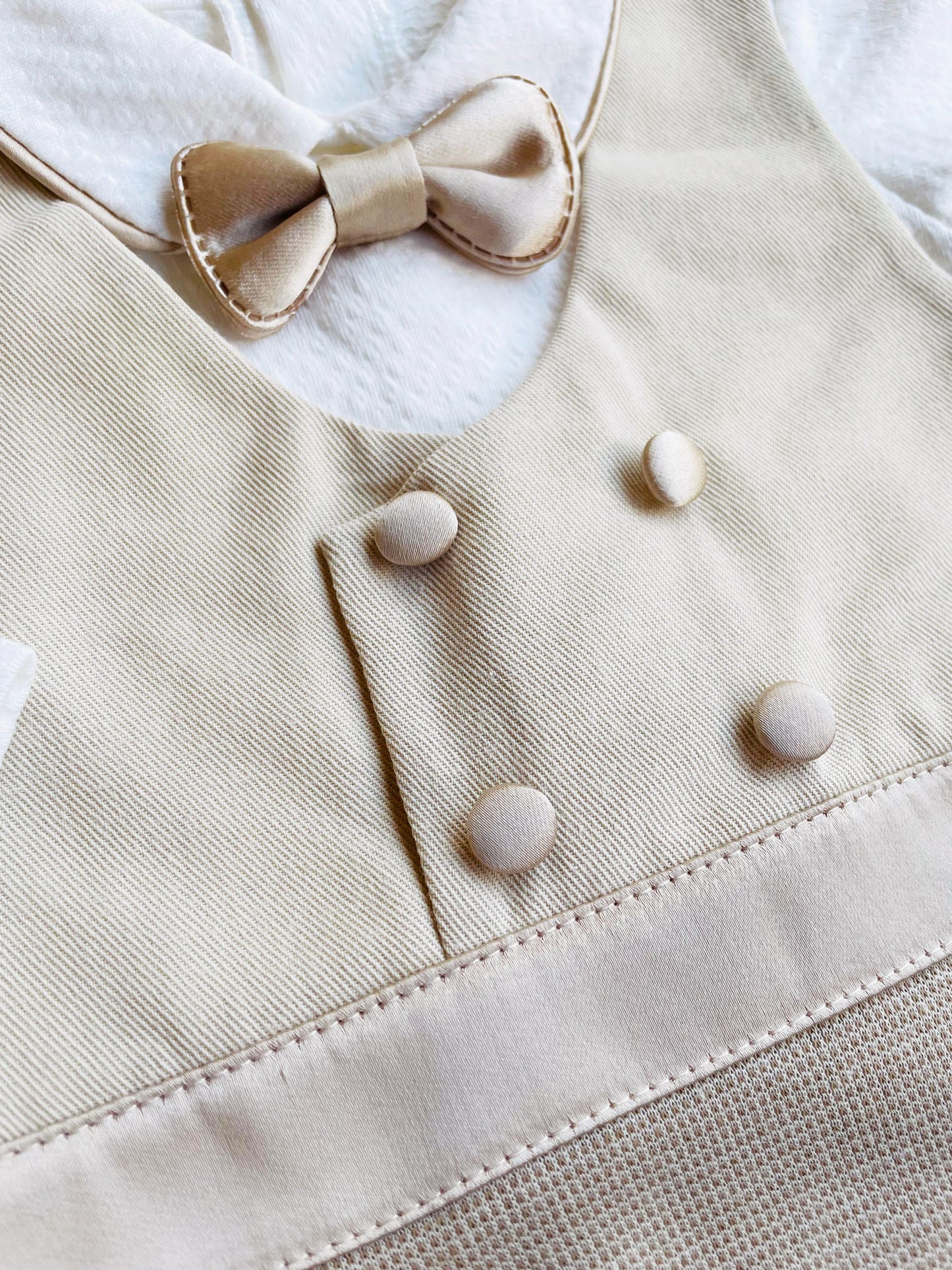 Boys One piece Tuxedo Suit Cream Beige Outfit