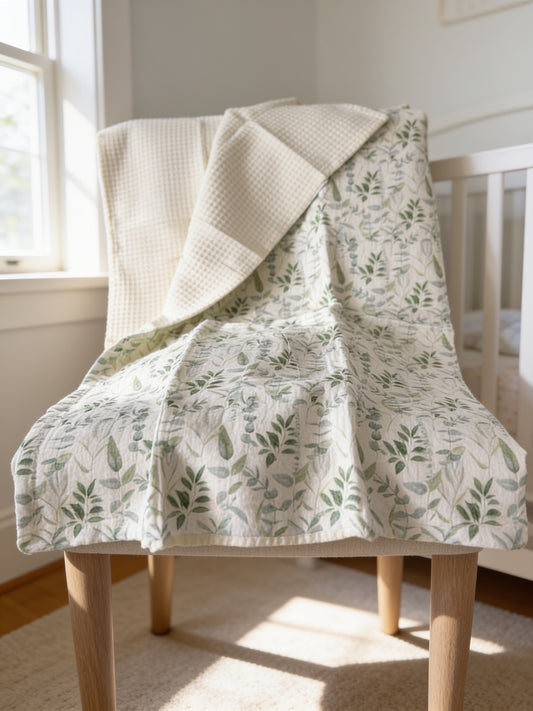 Reversible Baby Blanket Cream Botanical