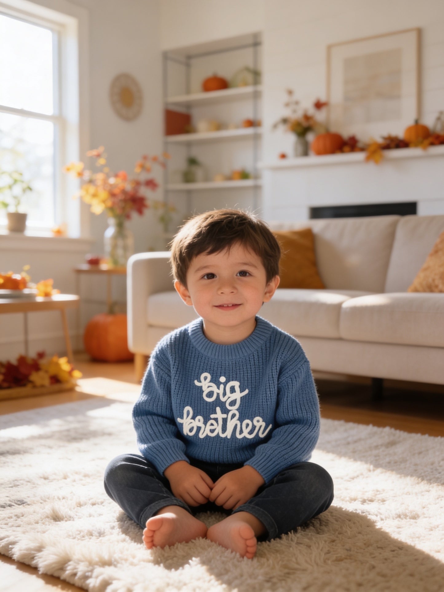 Kids Cotton Knit Boys Sweater: BIG BROTHER Embroidered