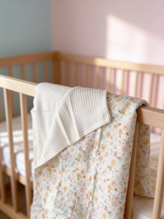 Reversible Baby Blanket Cream Floral