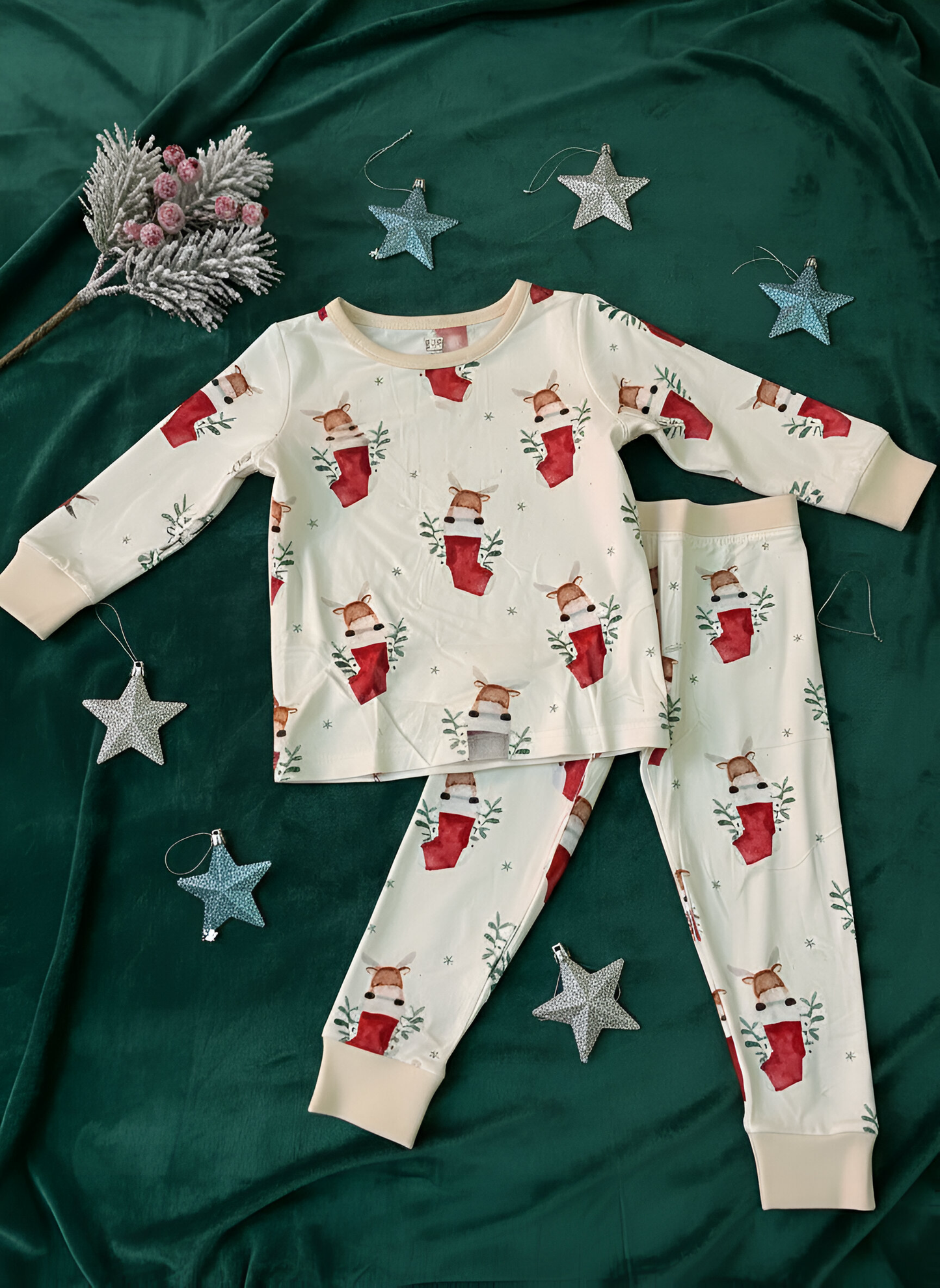 Kids Bamboo 2 piece Pajamas- Holiday print