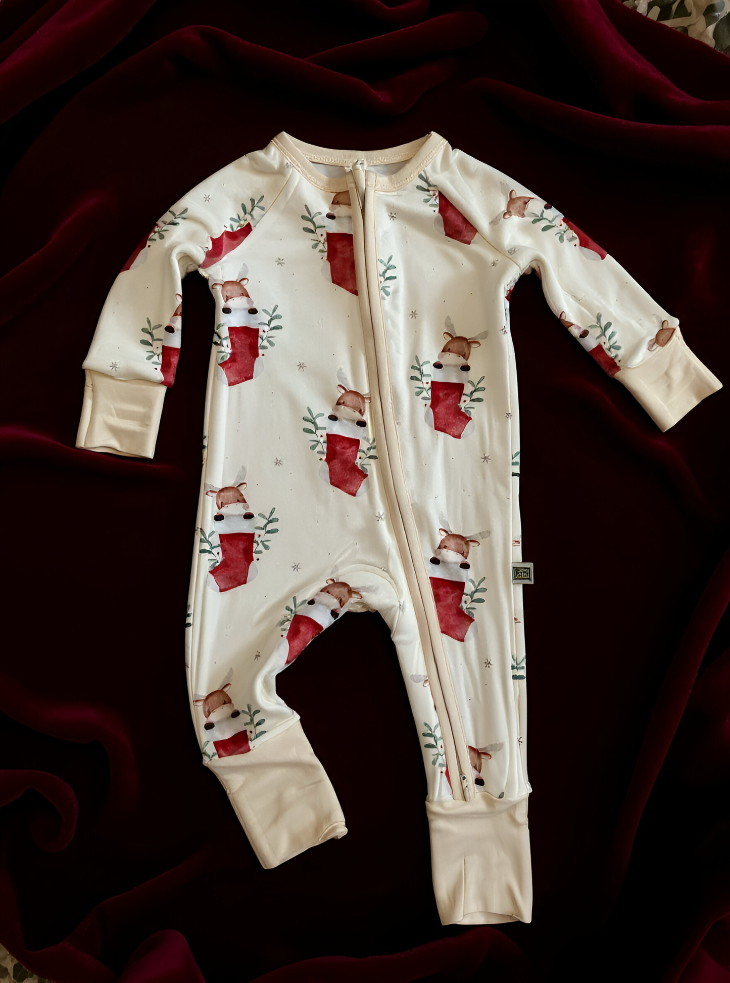 Kids Bamboo One Piece Pajamas- Holiday print