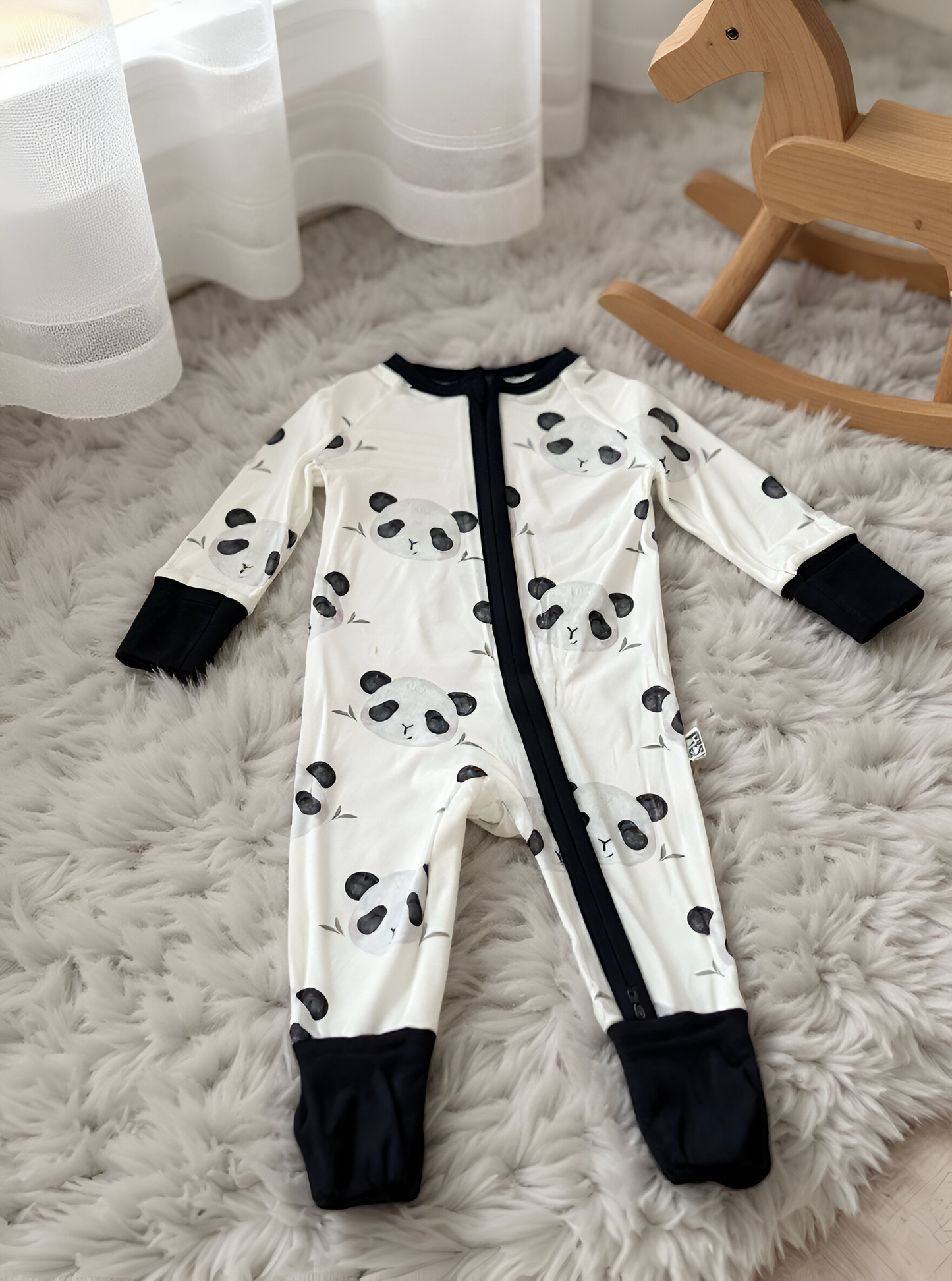Kids Bamboo One Piece Pajamas- Panda Print