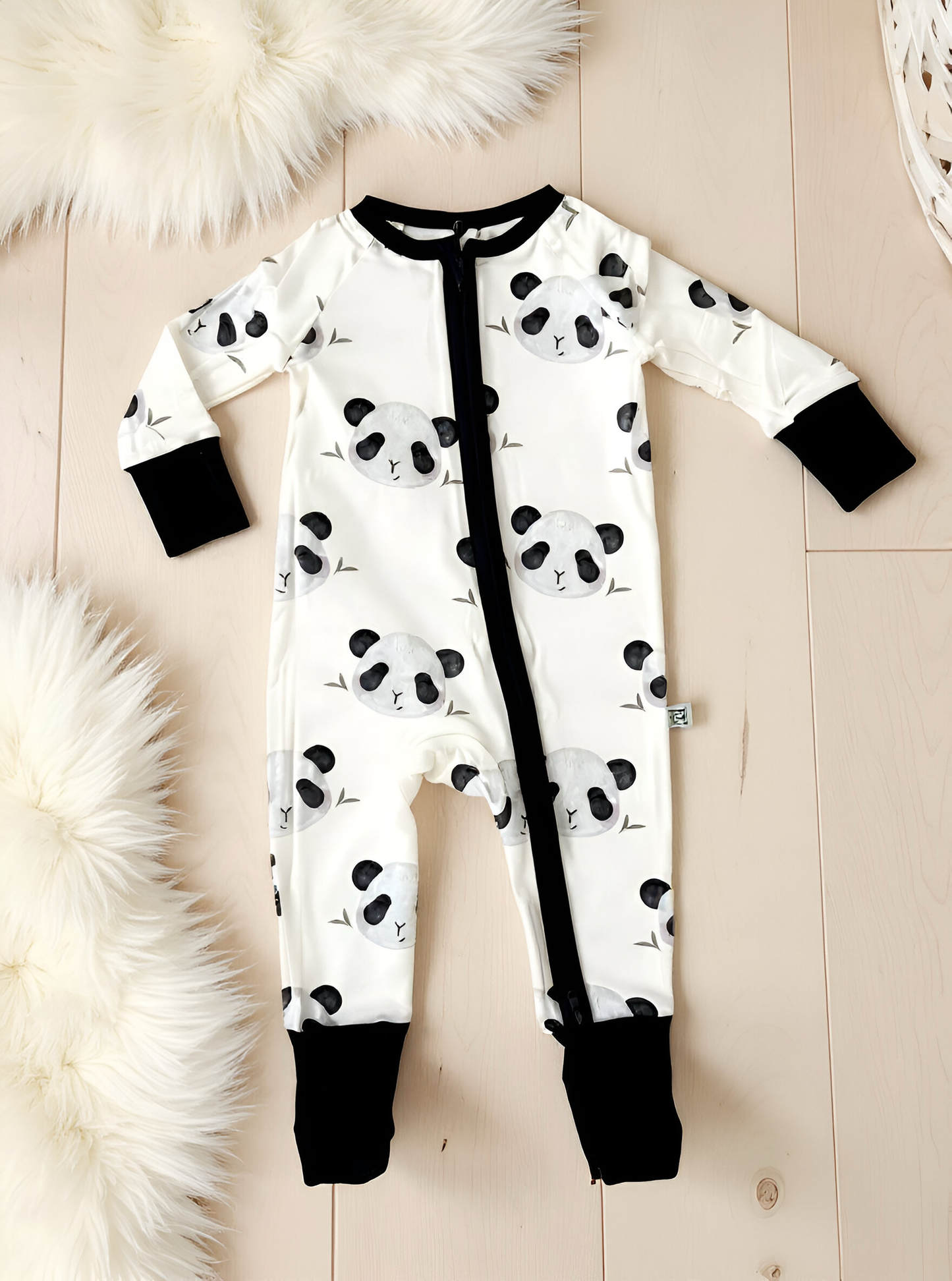 Kids Bamboo One Piece Pajamas- Panda Print