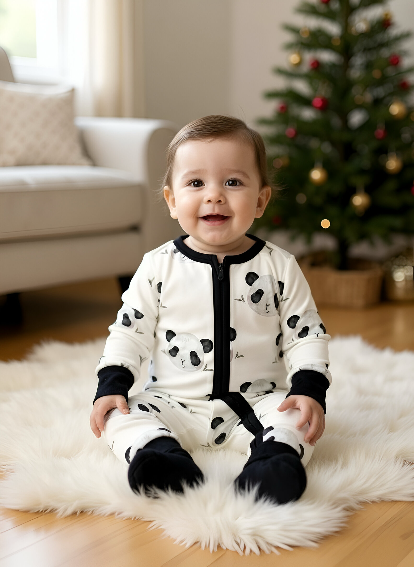 Kids Bamboo One Piece Pajamas- Panda Print