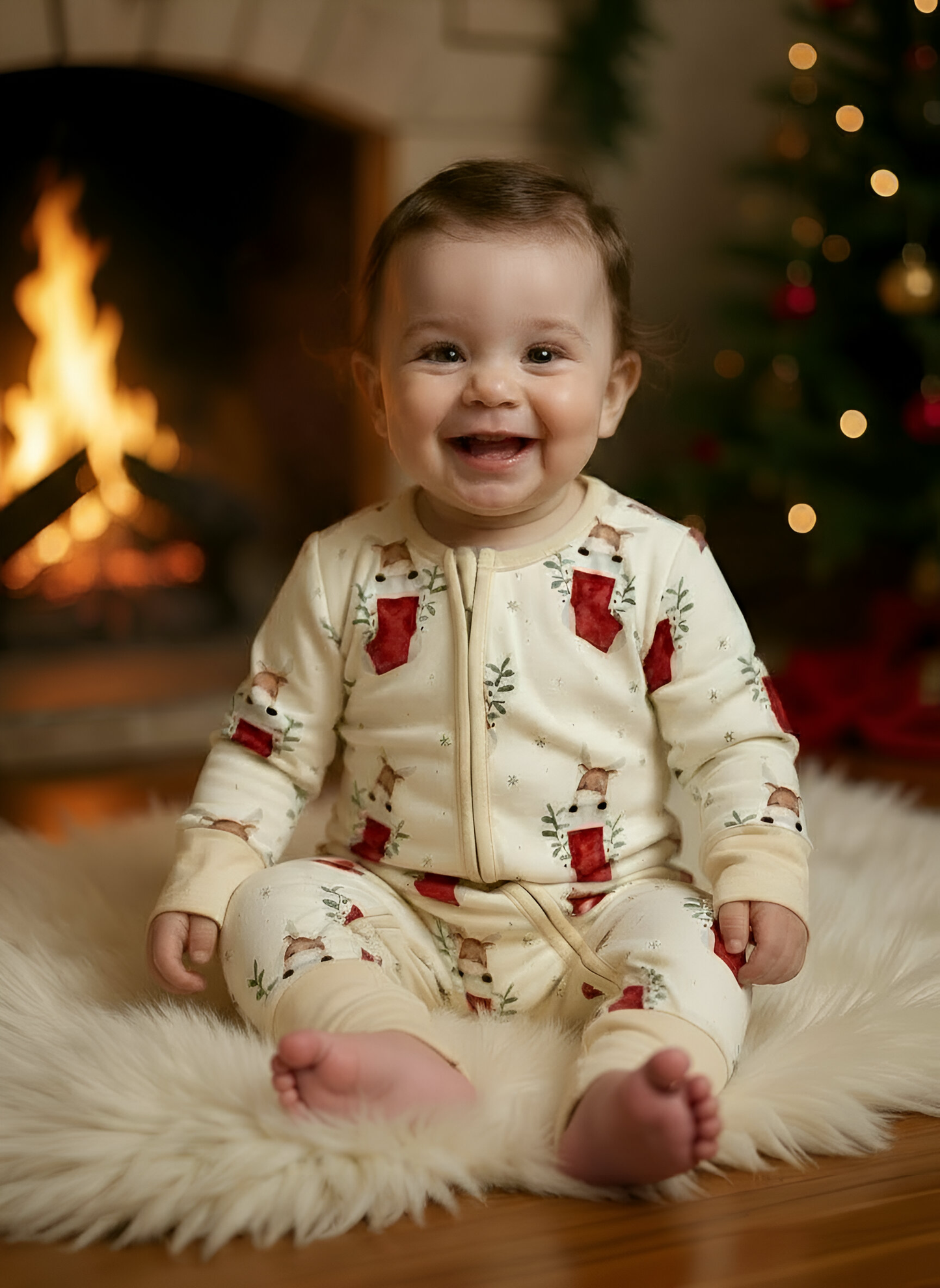Kids Bamboo One Piece Pajamas- Holiday print