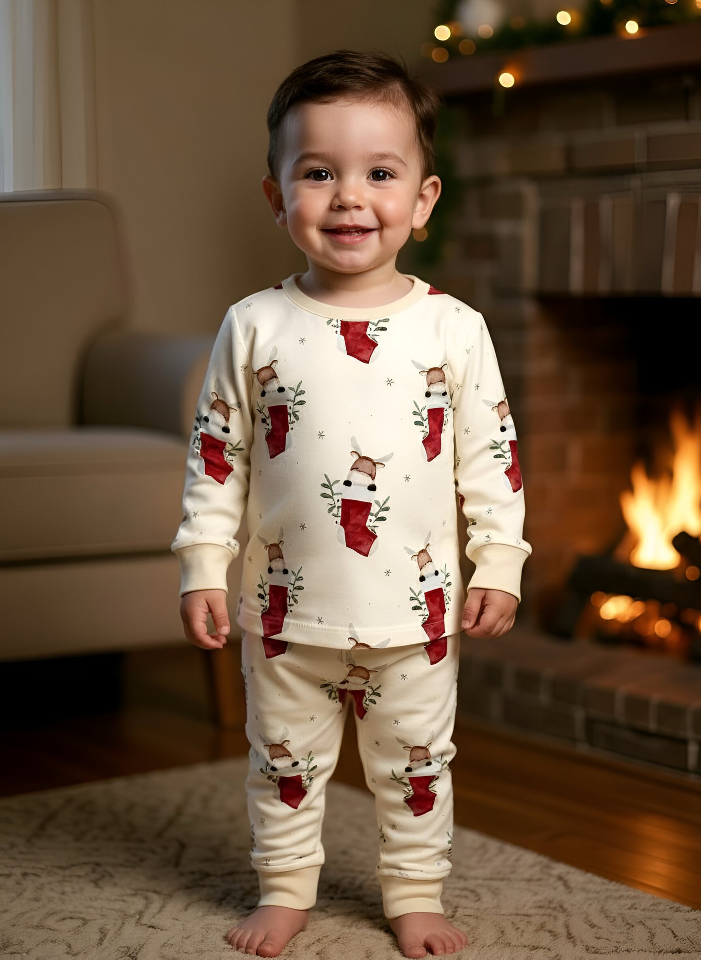 Kids Bamboo 2 piece Pajamas- Holiday print
