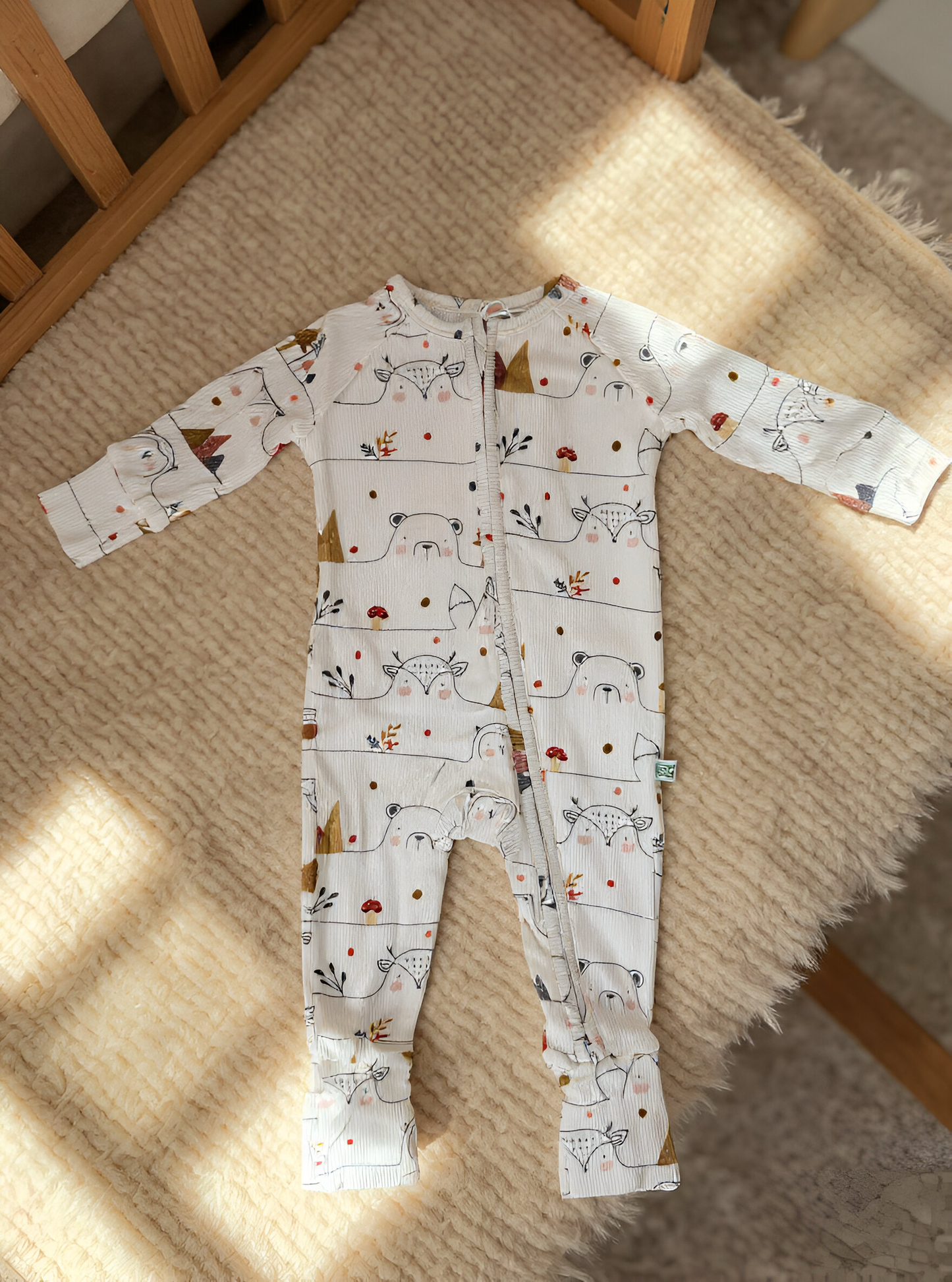 Kids Ribbed Bamboo One Piece Pajamas- Winter Wonderland