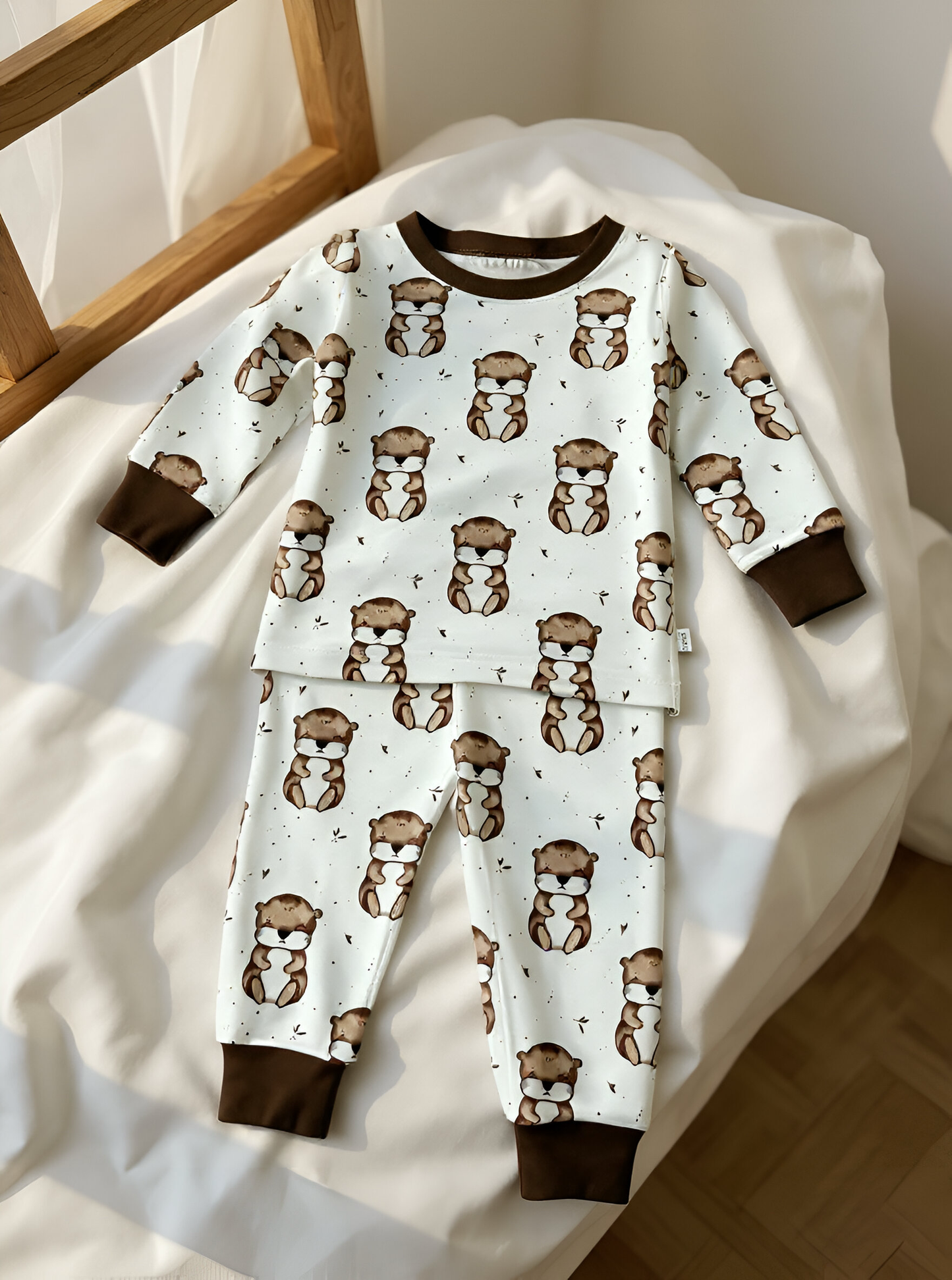 Kids Bamboo 2 piece Pajamas- Baby Otter Print