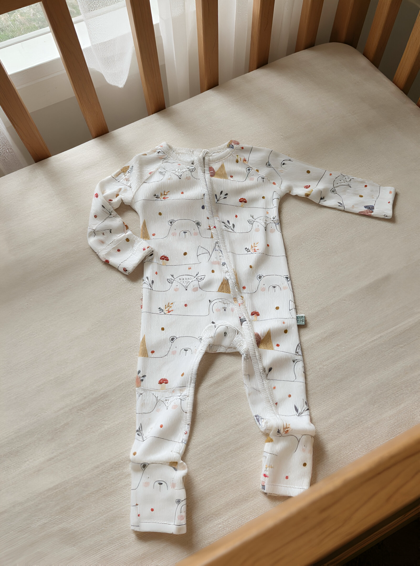 Kids Ribbed Bamboo One Piece Pajamas- Winter Wonderland