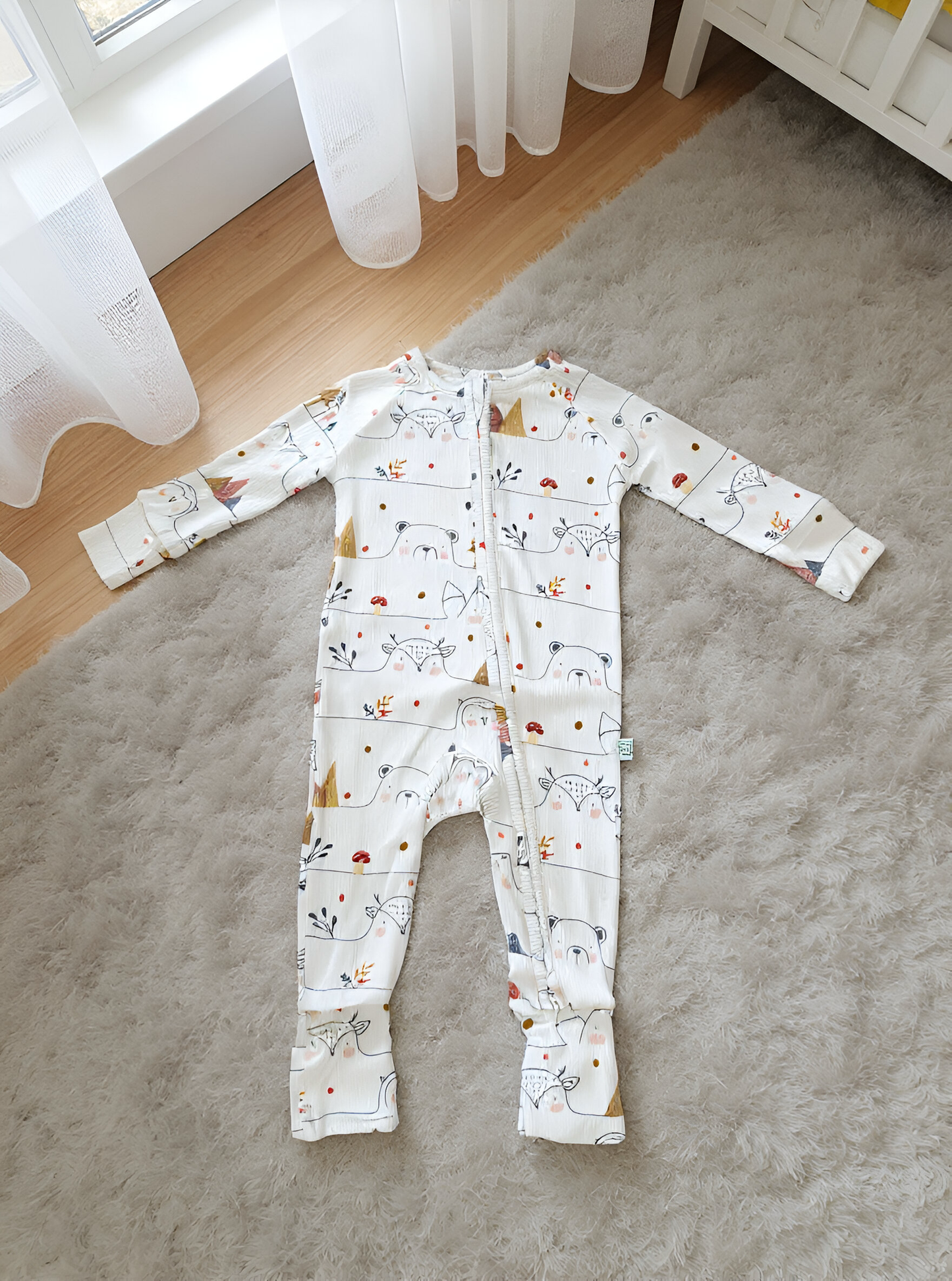 Kids Ribbed Bamboo One Piece Pajamas- Winter Wonderland