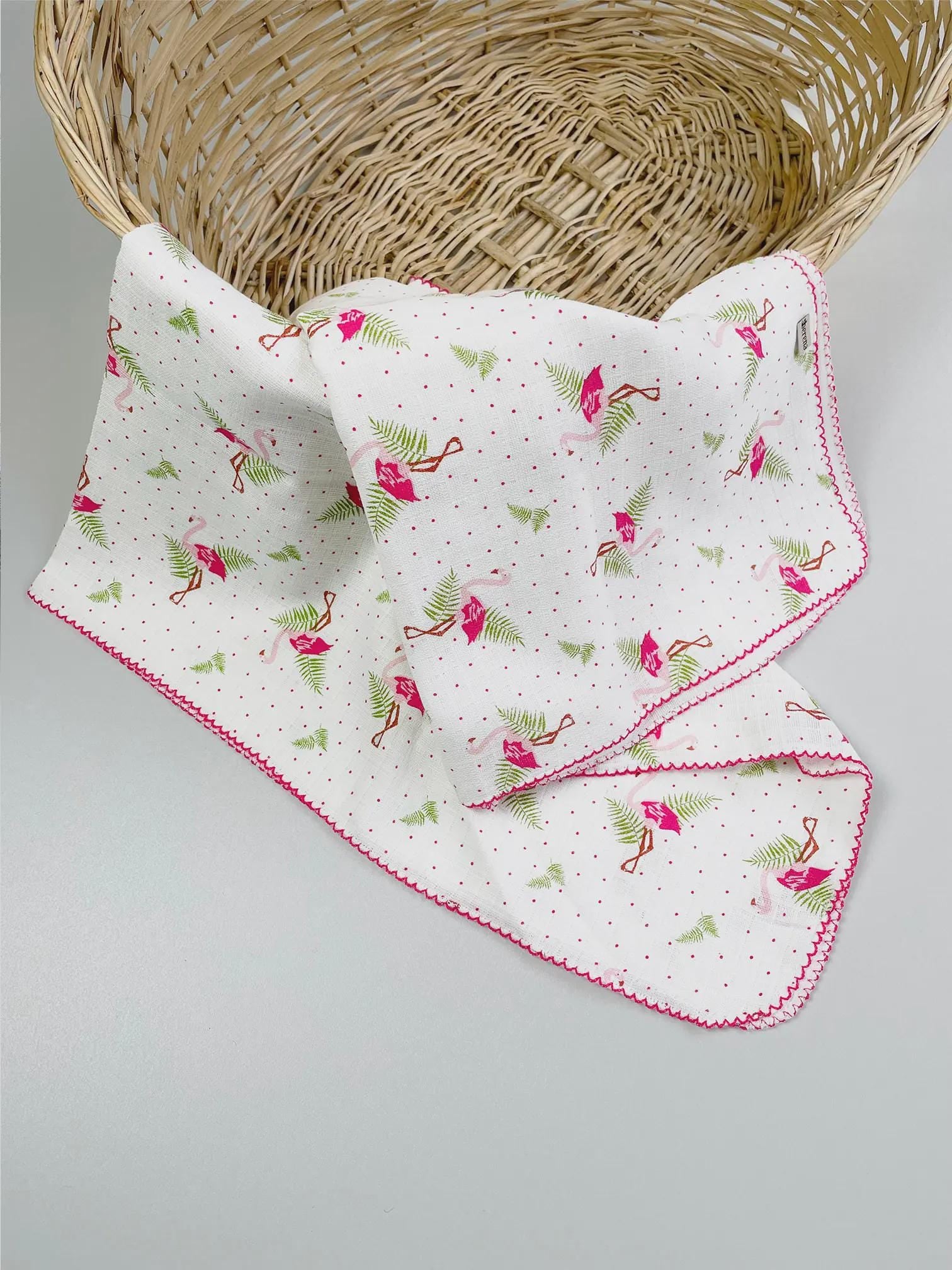 Organic Cotton Muslin Baby Blanket: Pink Flamingo Swaddle, Soft & Breathable