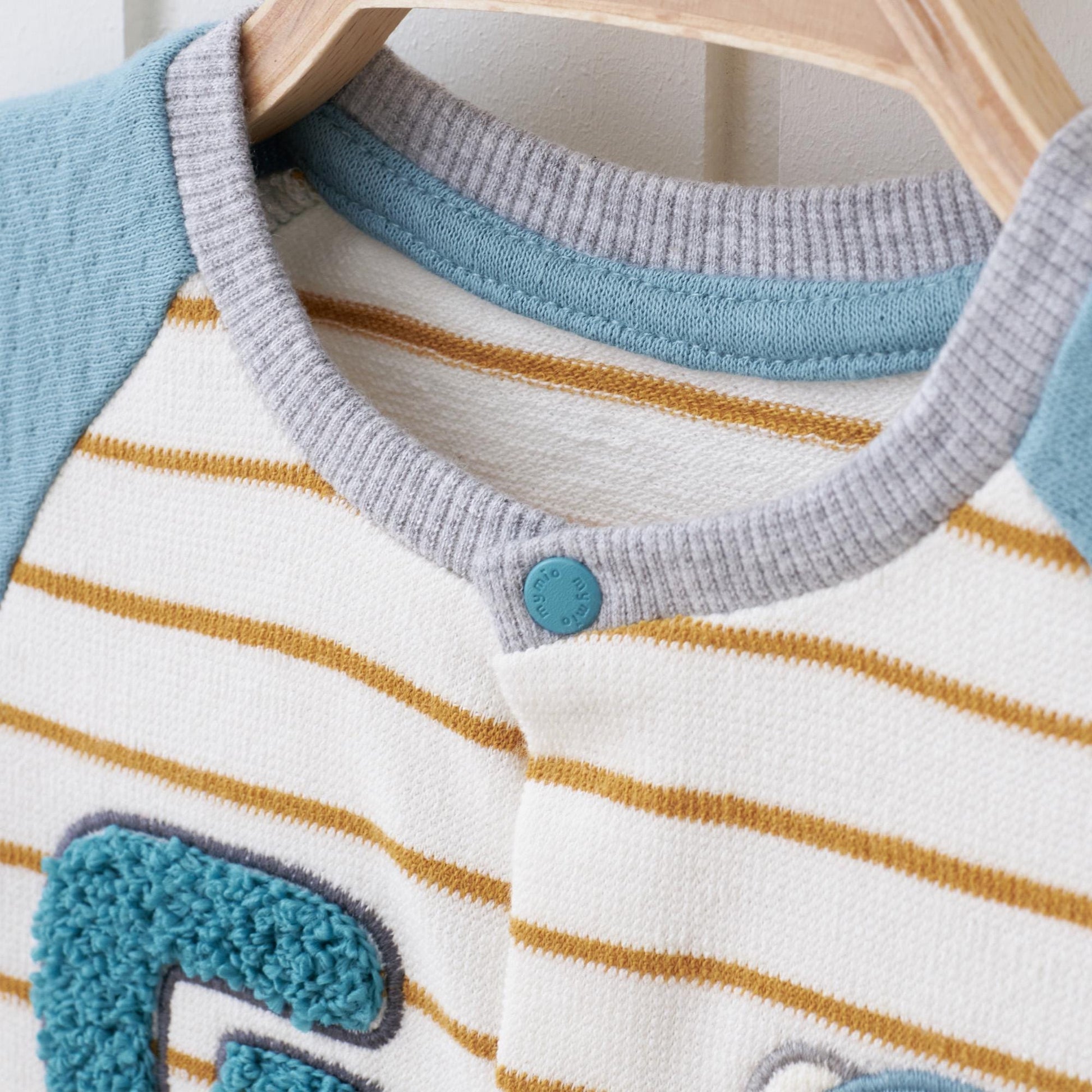 Baby Romper "Stripe" Organic Cotton Yellow Blue Baby Jumpsuit