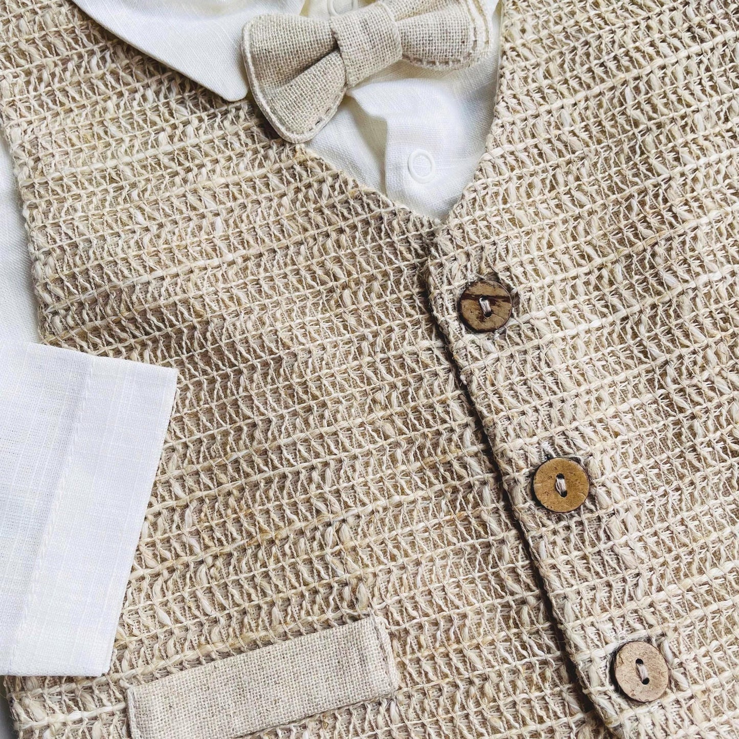 Cream Cotton Baby Boy Suit Set: Formal Holiday Outfit