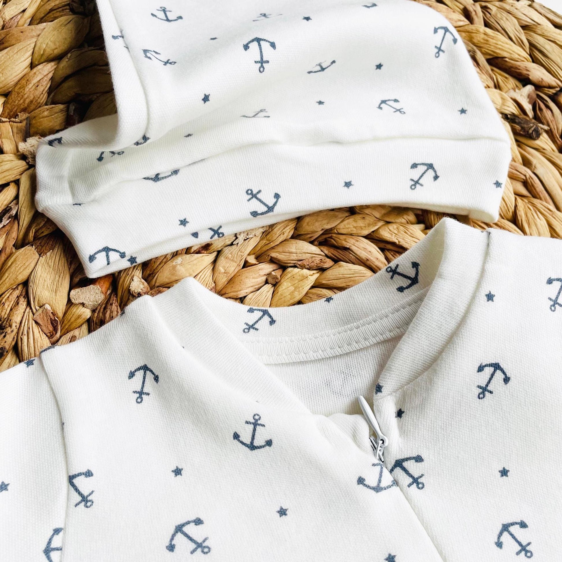 Baby Romper "Anchor" Organic Cotton White baby Nautical Themed set