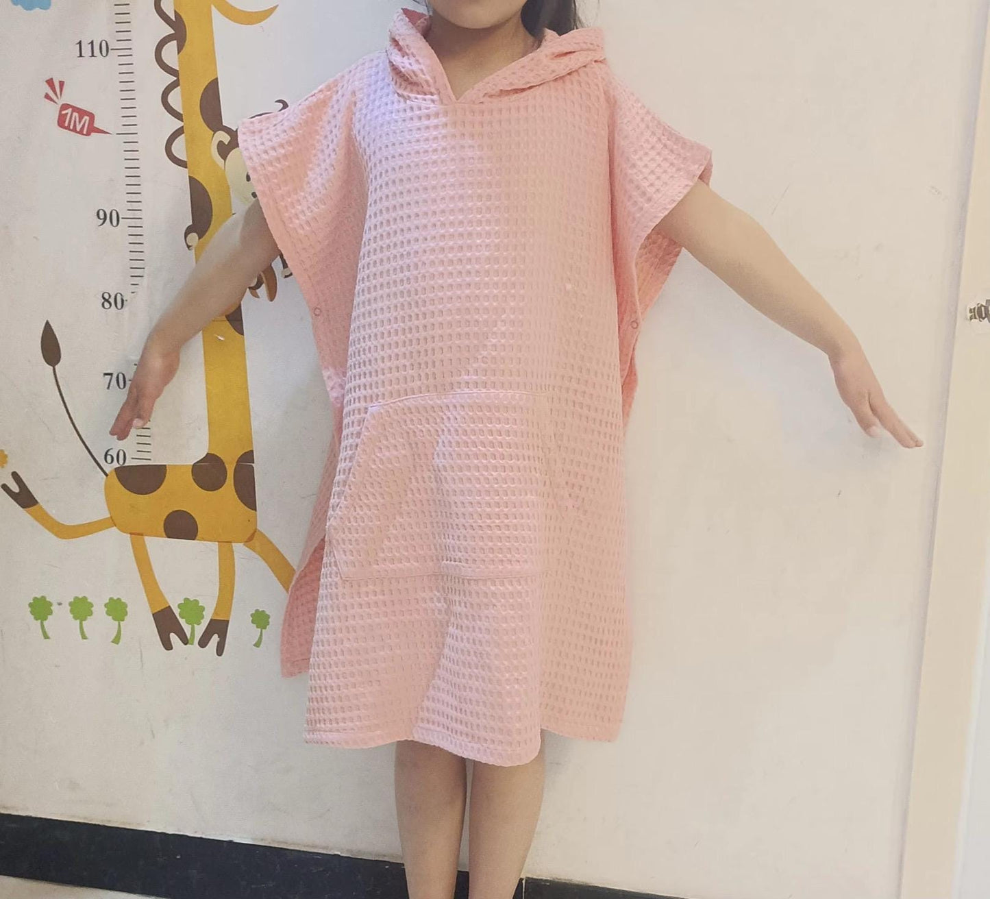 Organic Cotton Waffle Kids Poncho Hooded Towel: Pool, Beach, Bathroom in 3 colors